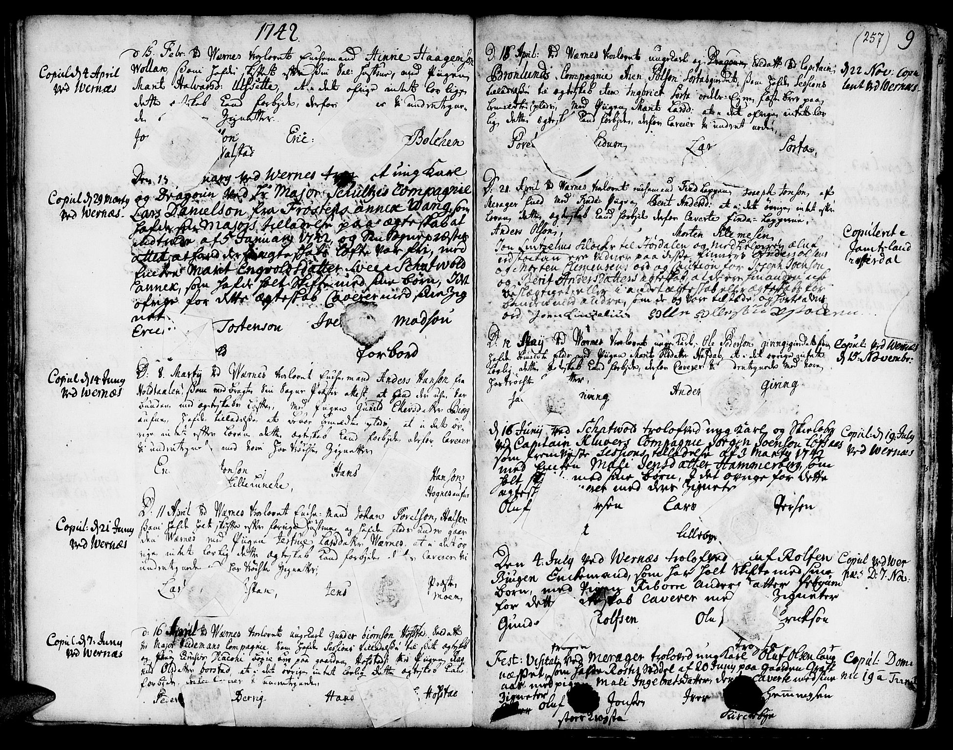 Ministerialprotokoller, klokkerbøker og fødselsregistre - Nord-Trøndelag, SAT/A-1458/709/L0056: Parish register (official) no. 709A04, 1740-1756, p. 257
