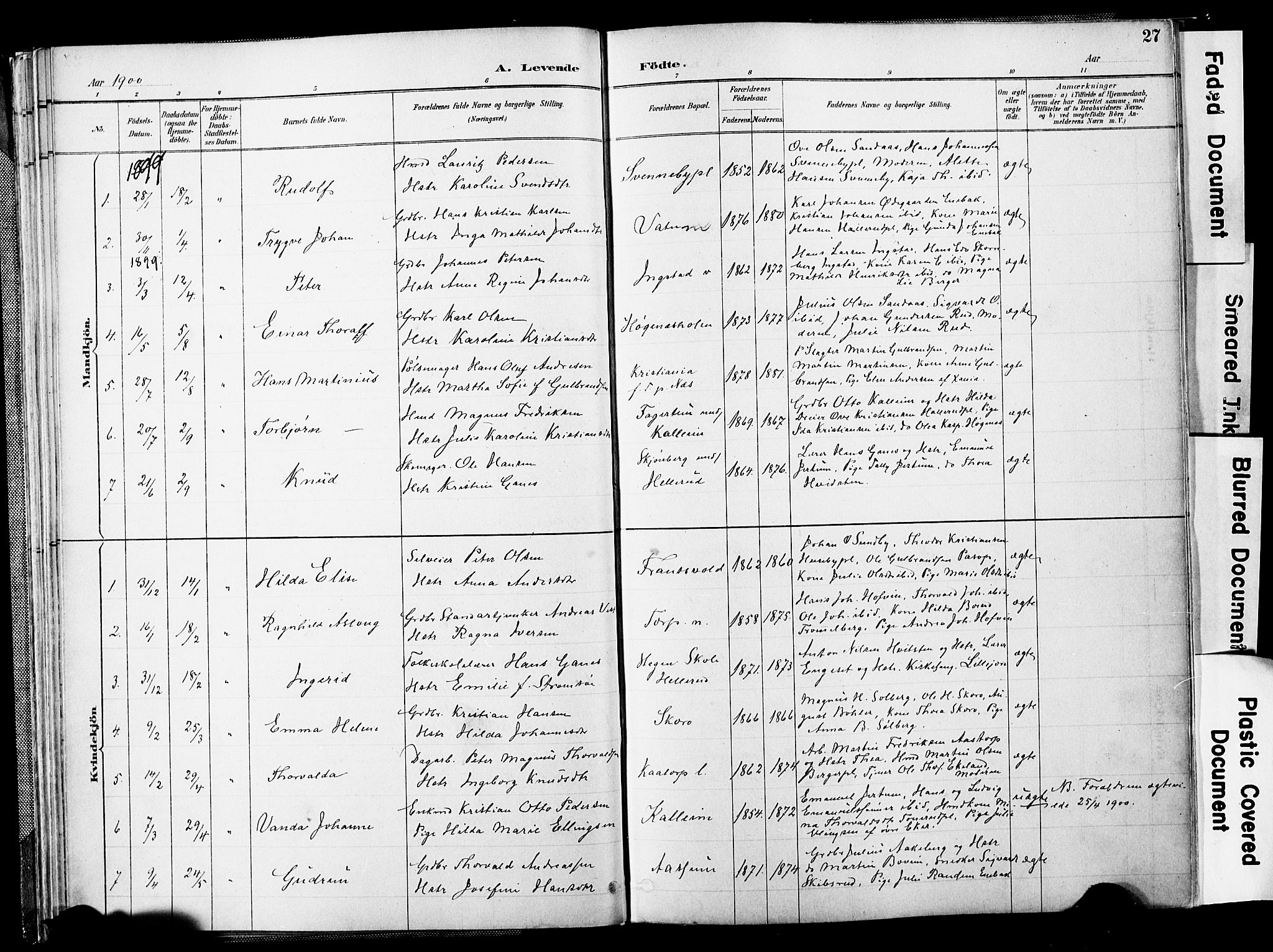 Spydeberg prestekontor Kirkebøker, SAO/A-10924/F/Fb/L0001: Parish register (official) no. II 1, 1886-1907, p. 27