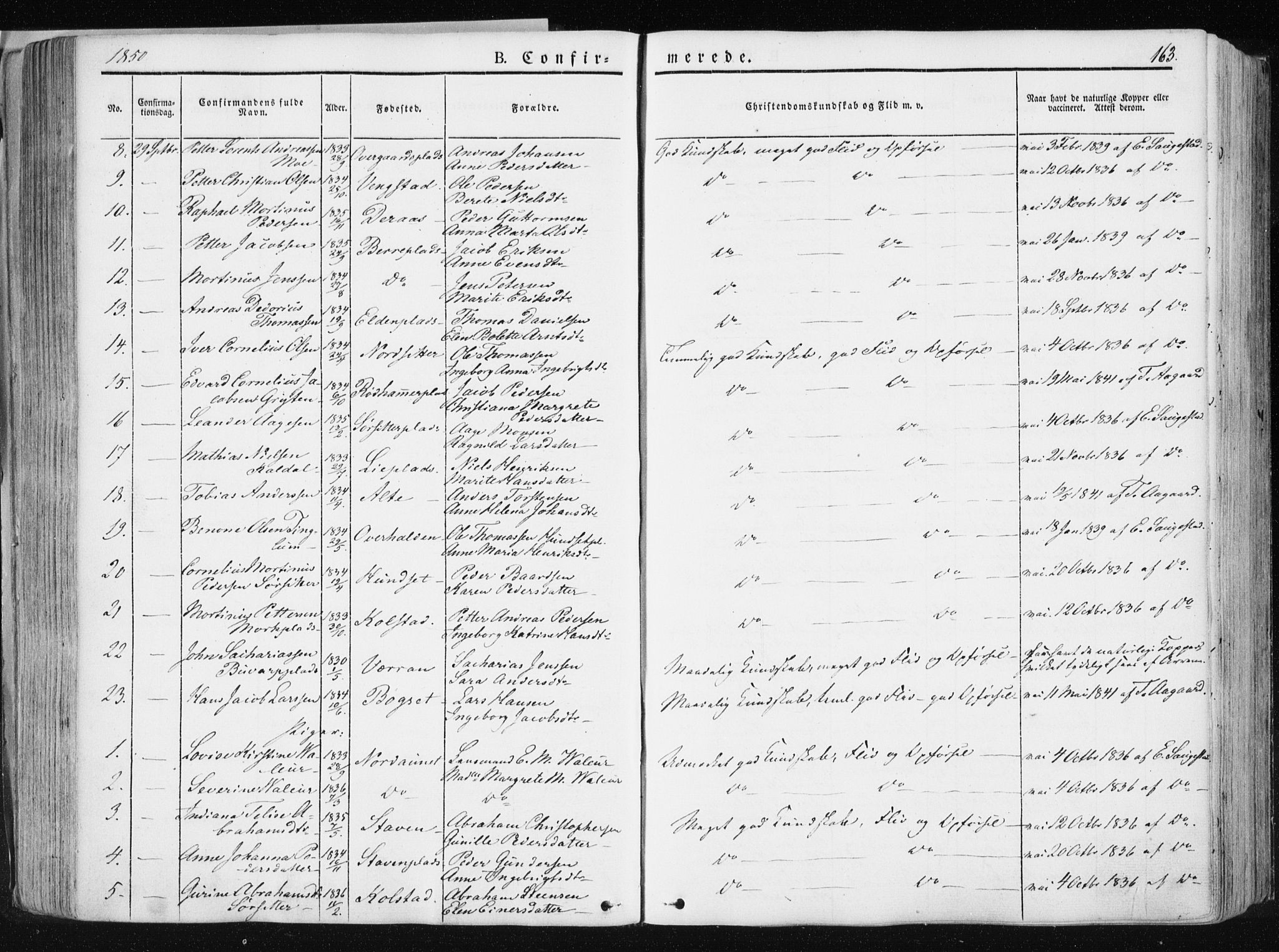 Ministerialprotokoller, klokkerbøker og fødselsregistre - Nord-Trøndelag, SAT/A-1458/741/L0393: Parish register (official) no. 741A07, 1849-1863, p. 163