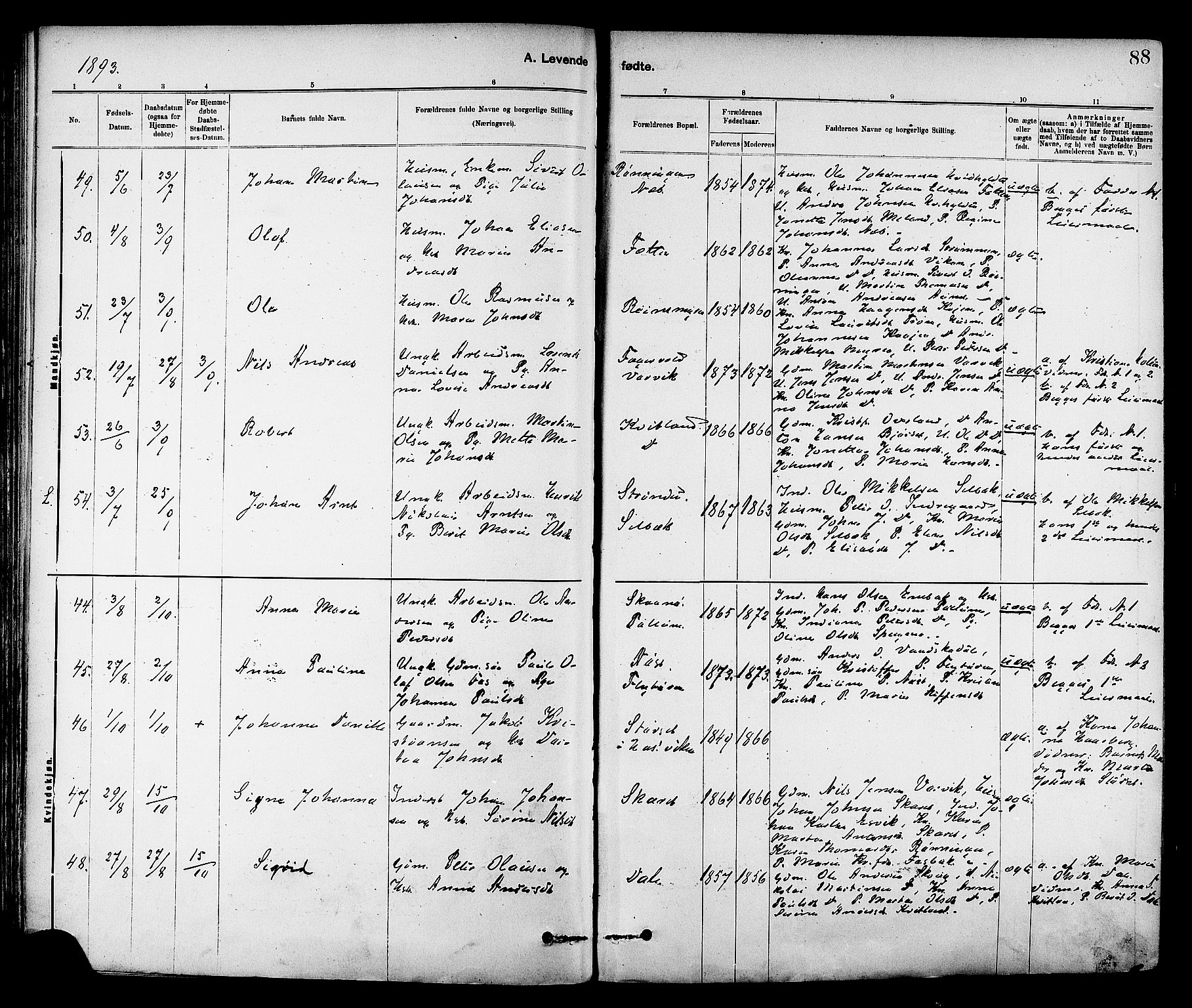 Ministerialprotokoller, klokkerbøker og fødselsregistre - Sør-Trøndelag, AV/SAT-A-1456/647/L0634: Parish register (official) no. 647A01, 1885-1896, p. 88