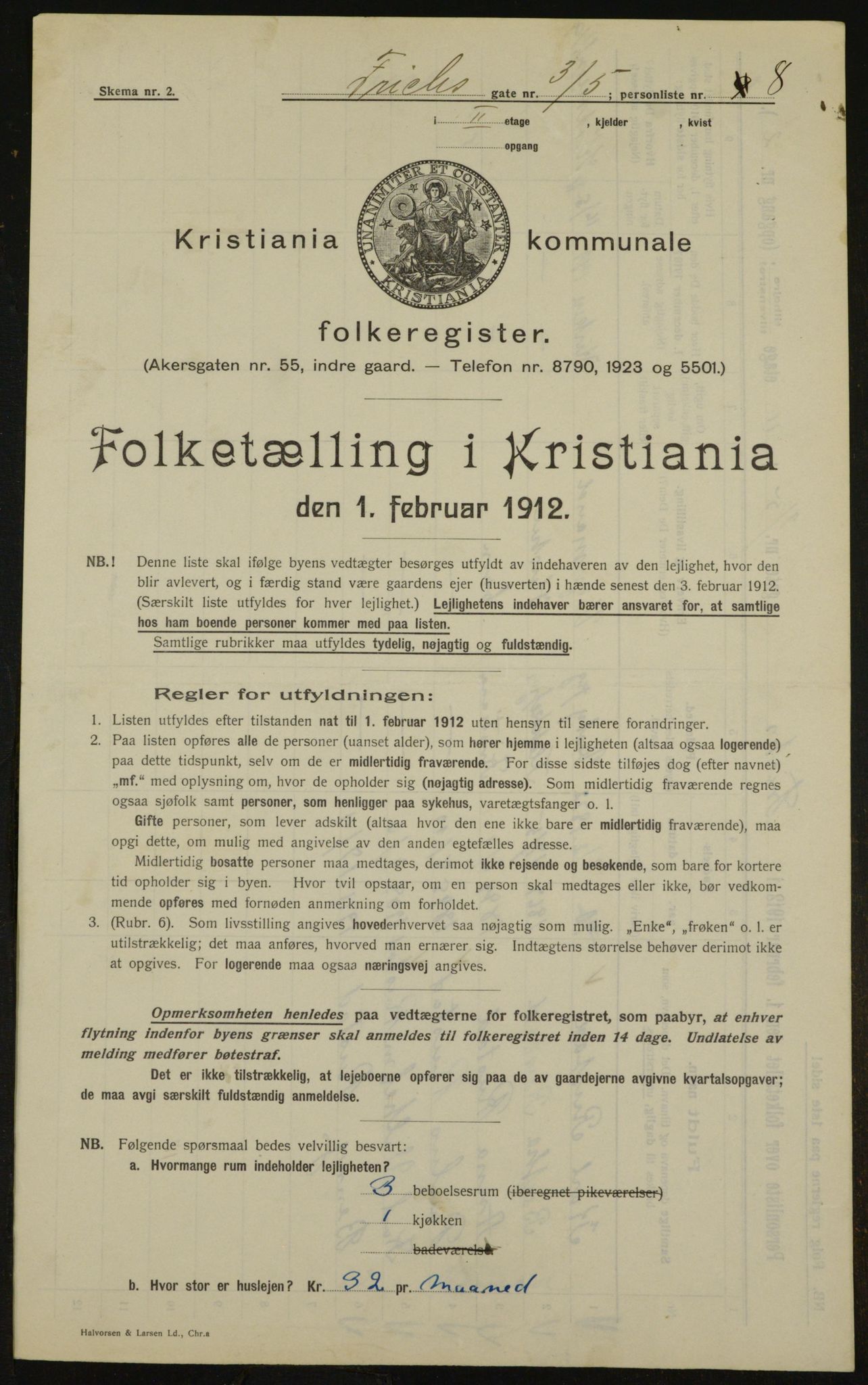 OBA, Municipal Census 1912 for Kristiania, 1912, p. 26692