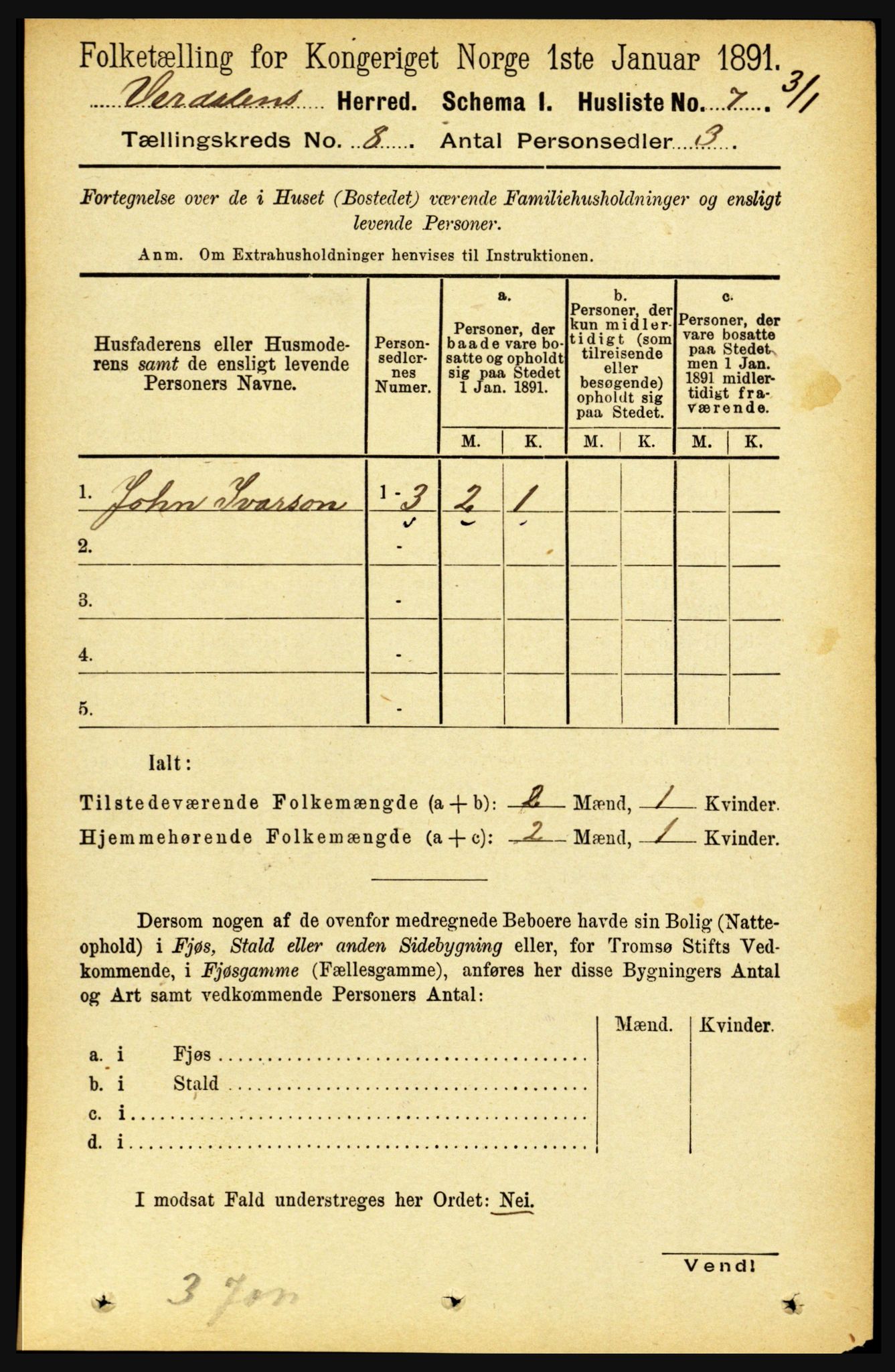 RA, 1891 census for 1721 Verdal, 1891, p. 4341