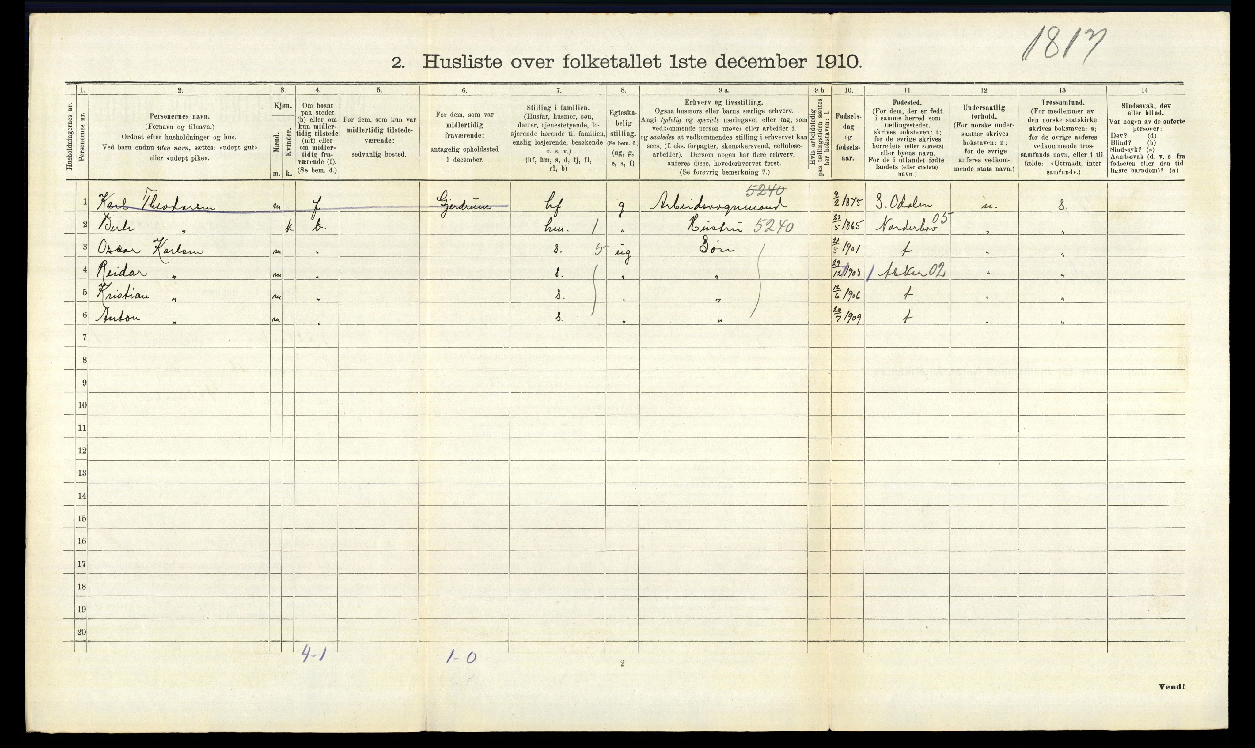 RA, 1910 census for Lillestrøm, 1910, p. 466