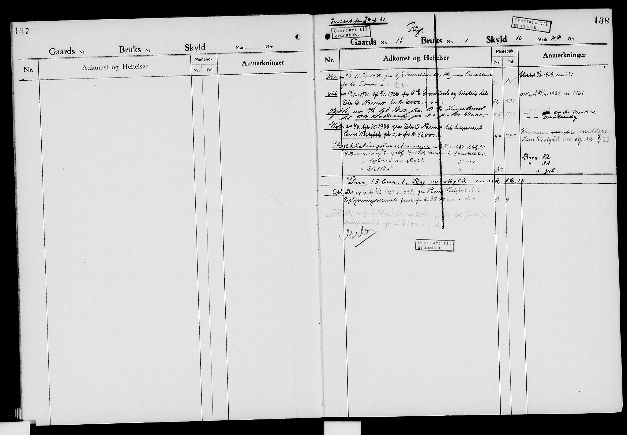 Nord-Hedmark sorenskriveri, SAH/TING-012/H/Ha/Had/Hade/L0007: Mortgage register no. 4.7, 1924-1940, p. 137-138