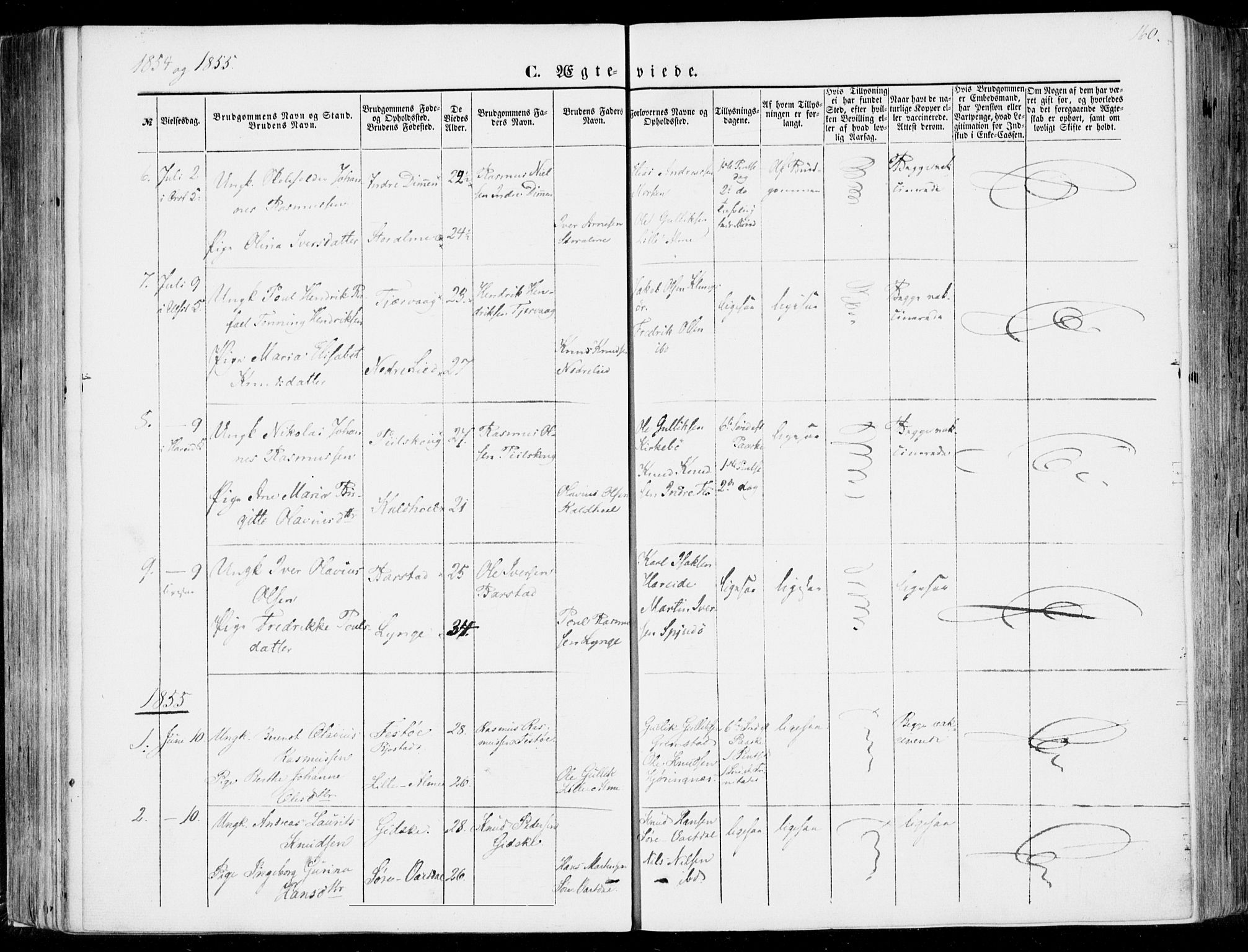 Ministerialprotokoller, klokkerbøker og fødselsregistre - Møre og Romsdal, SAT/A-1454/510/L0121: Parish register (official) no. 510A01, 1848-1877, p. 160