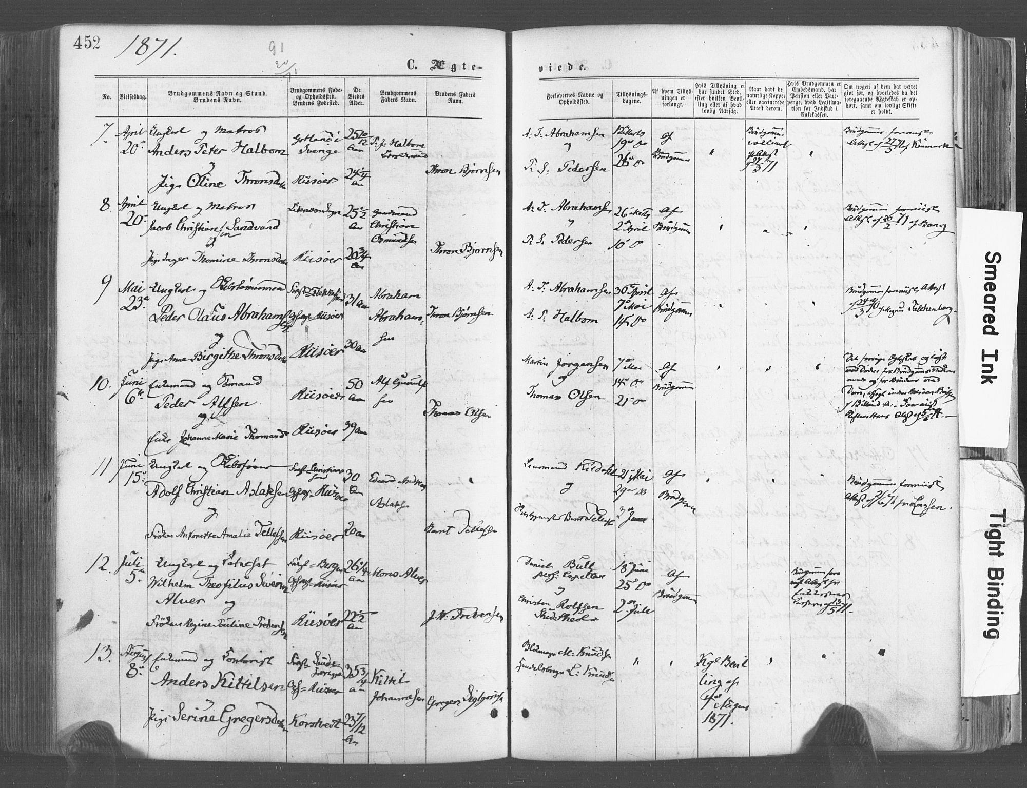 Risør sokneprestkontor, SAK/1111-0035/F/Fa/L0004: Parish register (official) no. A 4, 1865-1882, p. 452