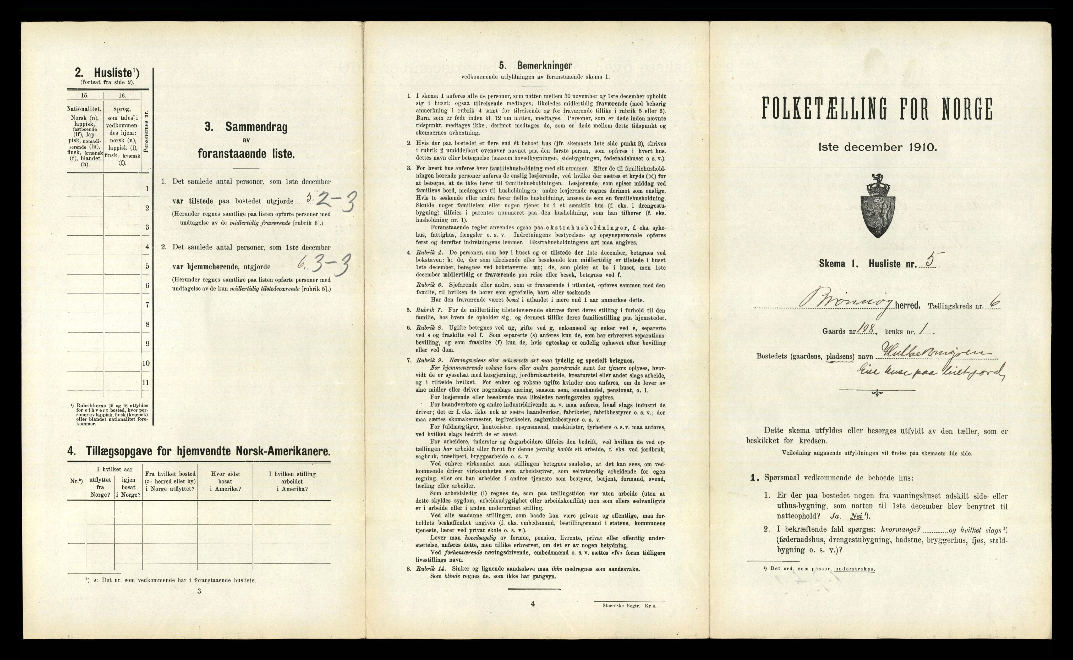 RA, 1910 census for Brønnøy, 1910, p. 485