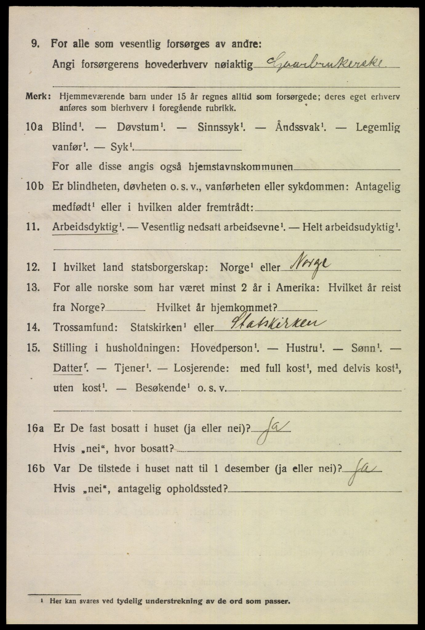 SAK, 1920 census for Hægebostad, 1920, p. 1560