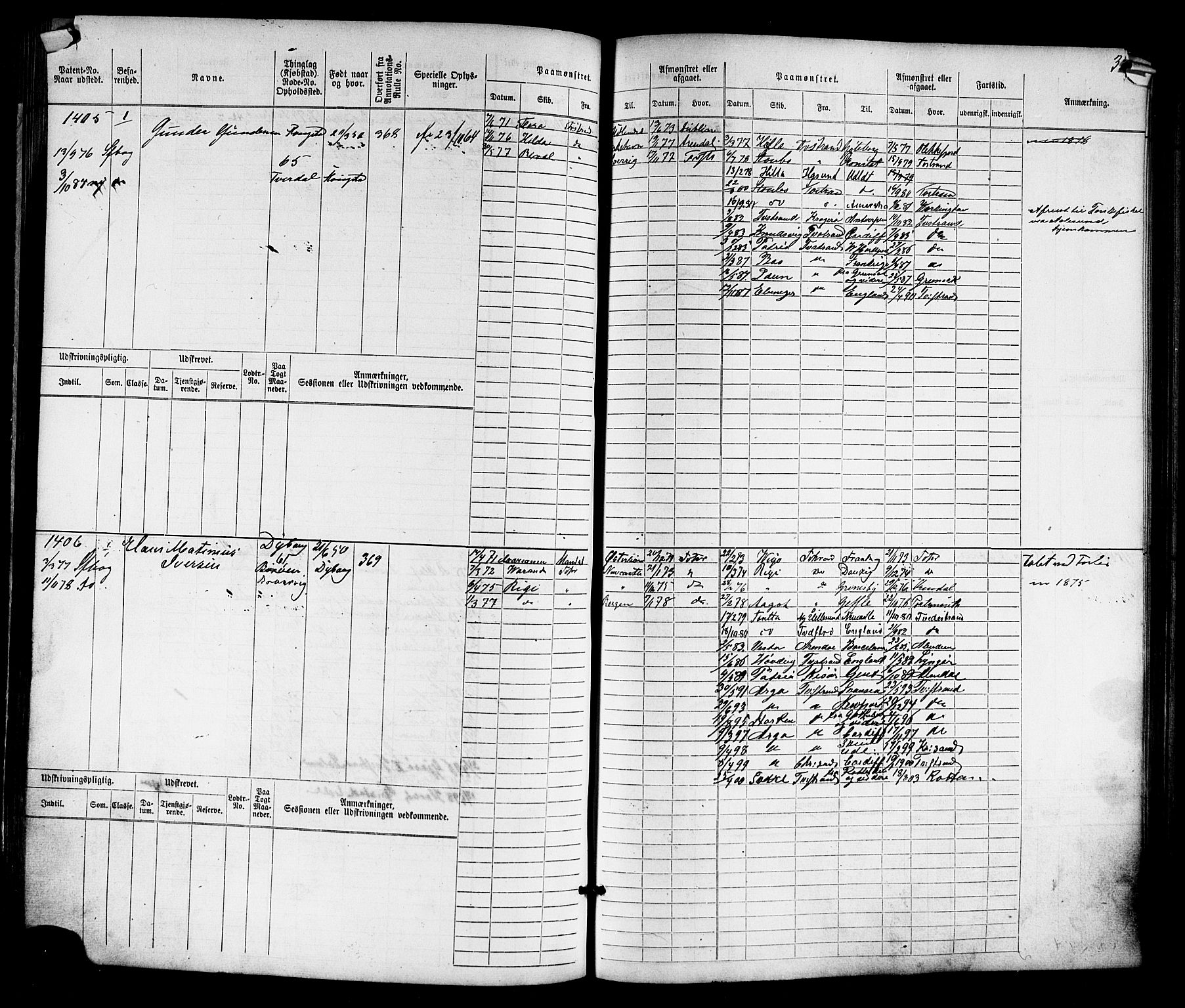 Tvedestrand mønstringskrets, AV/SAK-2031-0011/F/Fb/L0016: Hovedrulle nr 767-1532, U-32, 1869-1910, p. 329