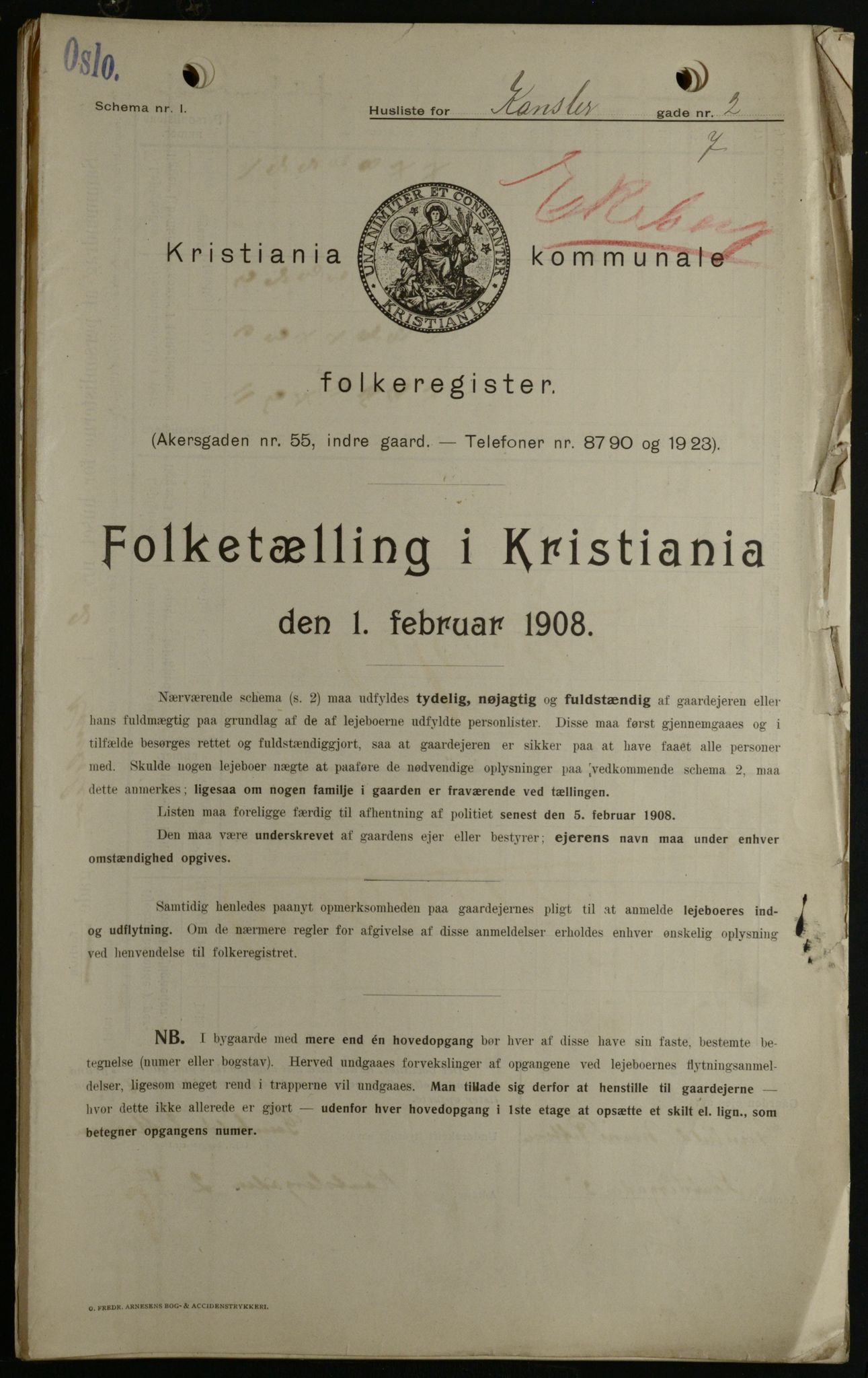 OBA, Municipal Census 1908 for Kristiania, 1908, p. 42941