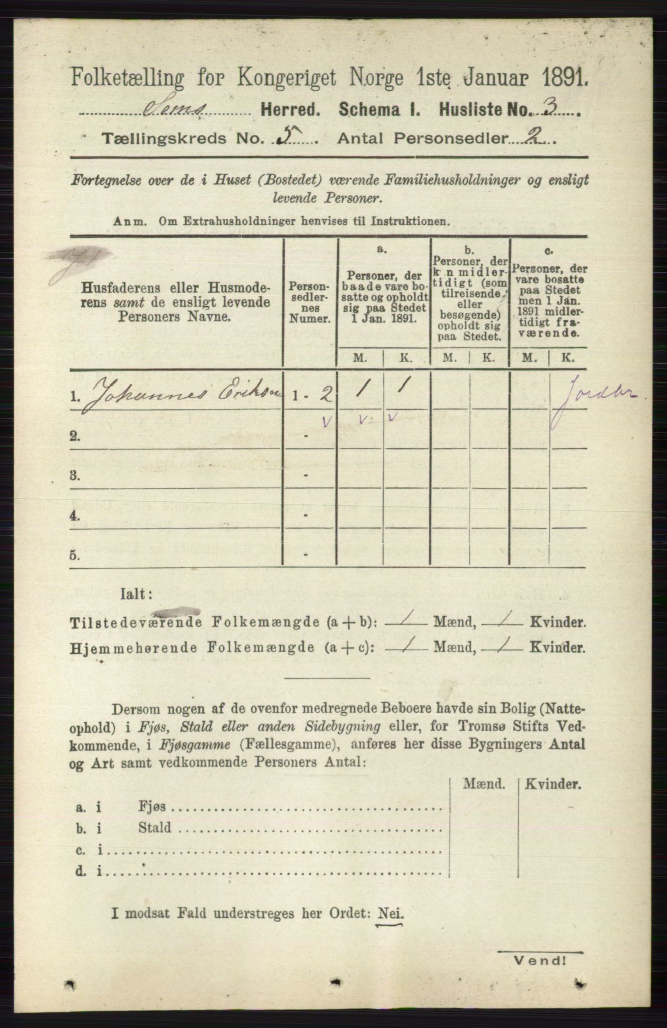 RA, 1891 census for 0721 Sem, 1891, p. 1968