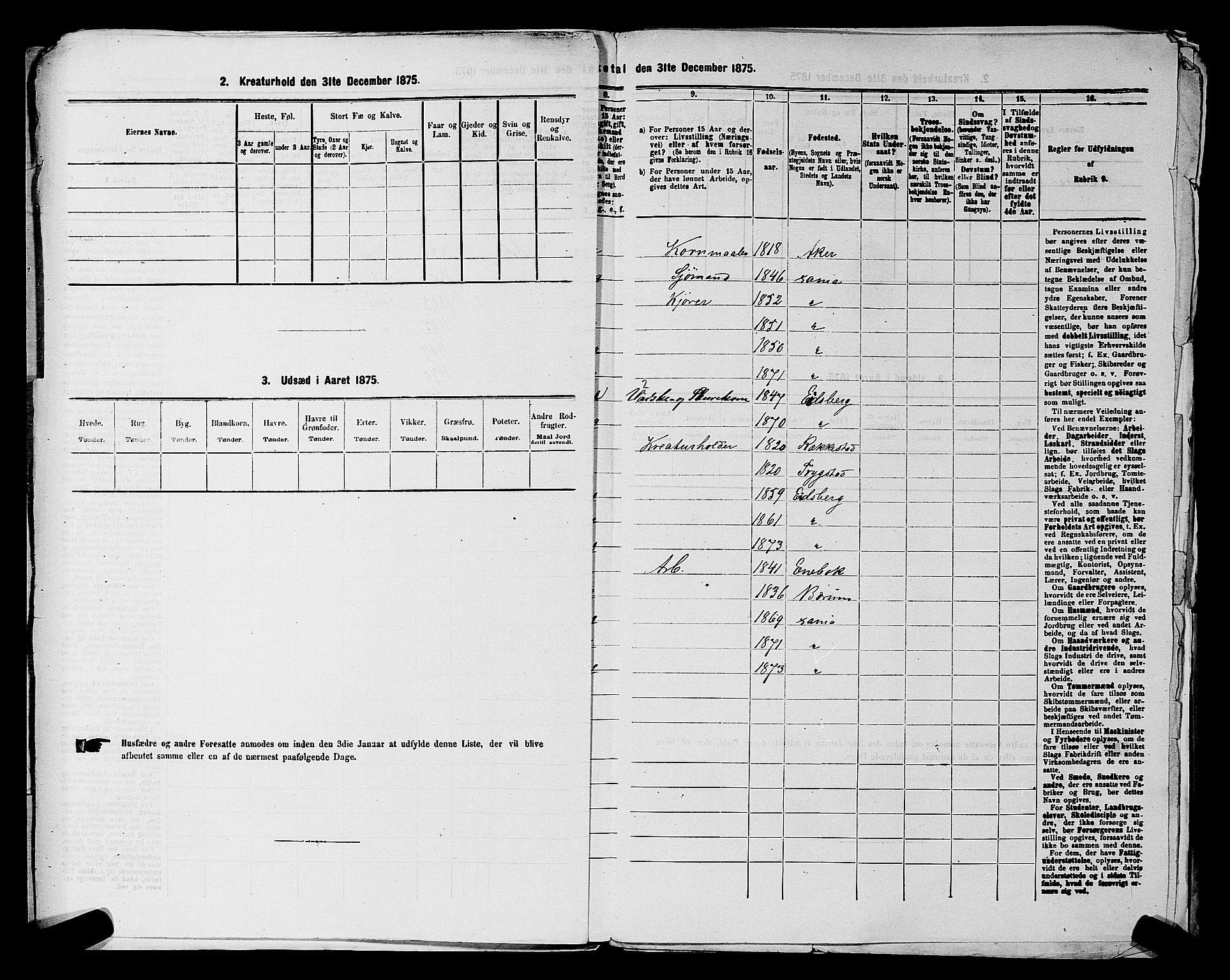 RA, 1875 census for 0218aP Vestre Aker, 1875, p. 2243