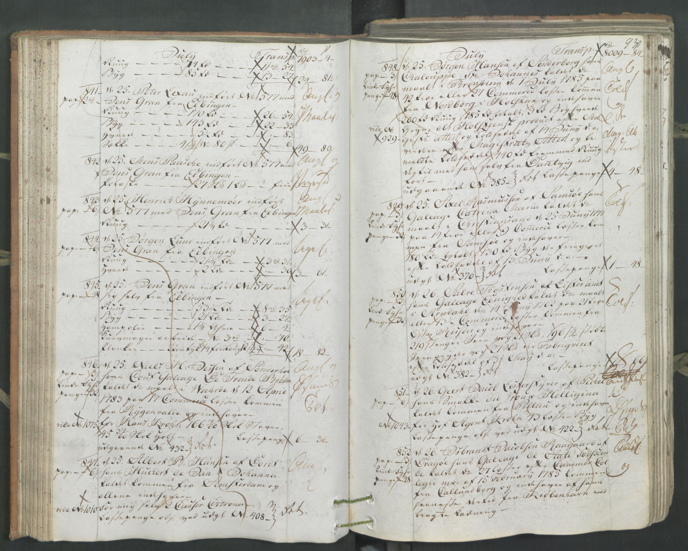 Generaltollkammeret, tollregnskaper, AV/RA-EA-5490/R26/L0222/0001: Tollregnskaper Bergen A / Inngående hovedtollbok, 1786, p. 92b-93a