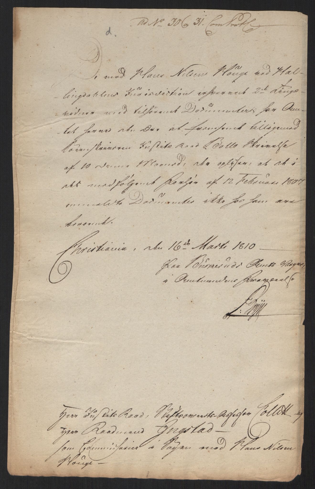 Justisdepartementet, Kommisjon i saken mot Hans Nielsen Hauge 1804, AV/RA-S-1151/D/L0004: Hans Nielsen Hauges sak, 1813, p. 582