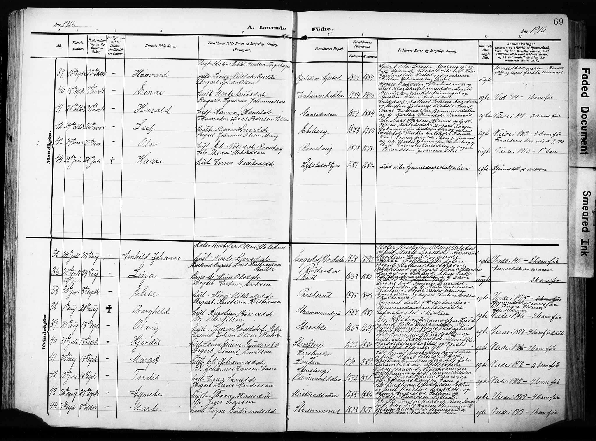 Furnes prestekontor, AV/SAH-PREST-012/L/La/L0001: Parish register (copy) no. 1, 1904-1933, p. 69