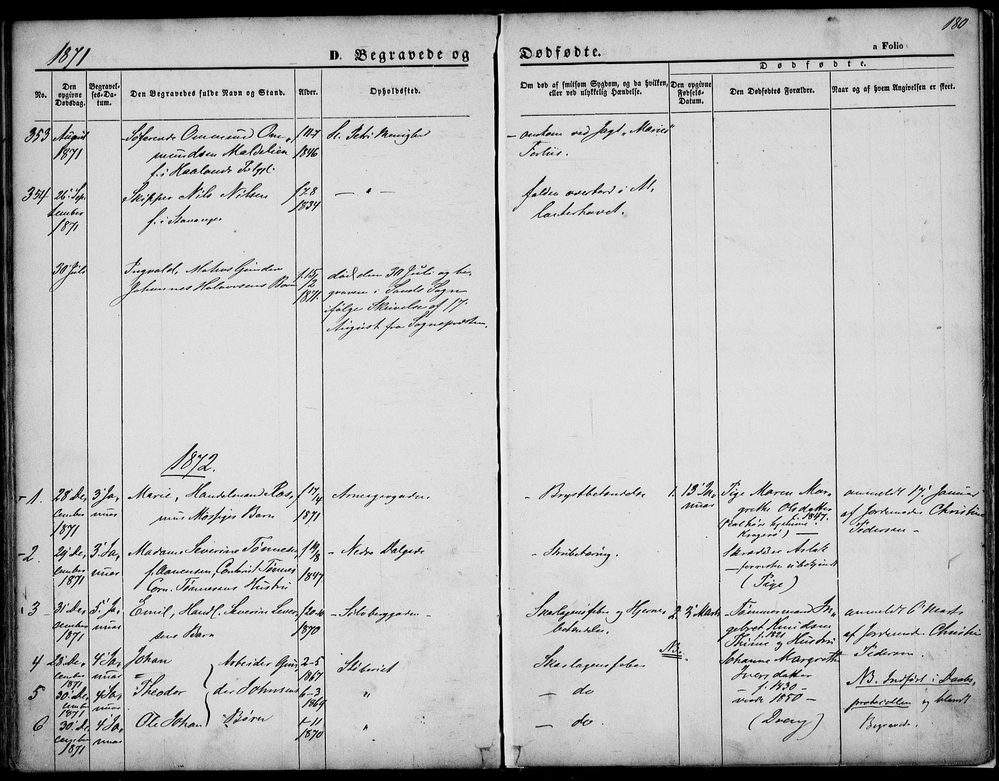 St. Petri sokneprestkontor, SAST/A-101813/001/30/30BA/L0003: Parish register (official) no. A 3, 1861-1872, p. 180