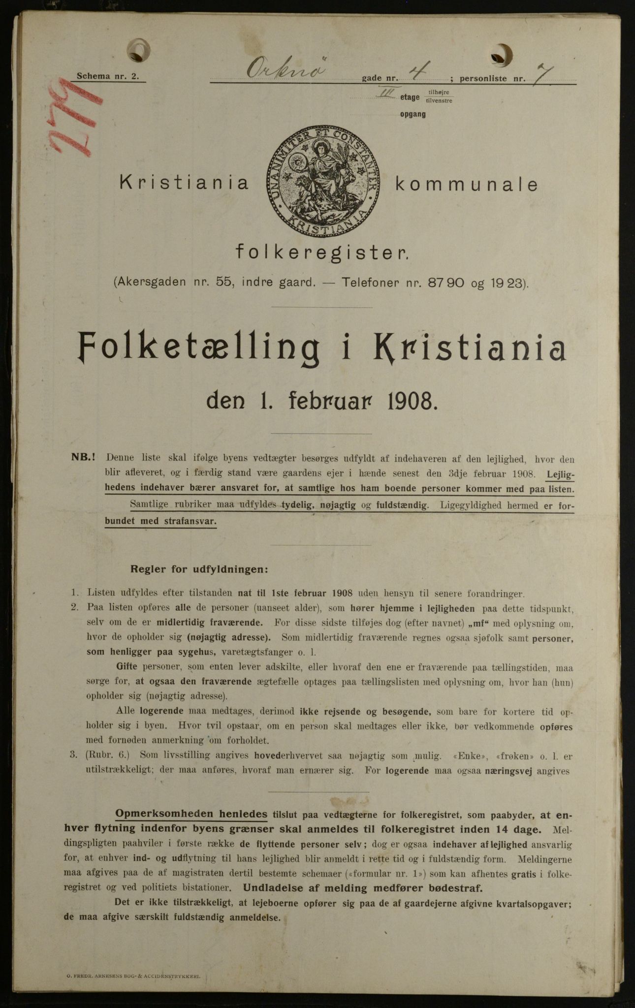 OBA, Municipal Census 1908 for Kristiania, 1908, p. 68050