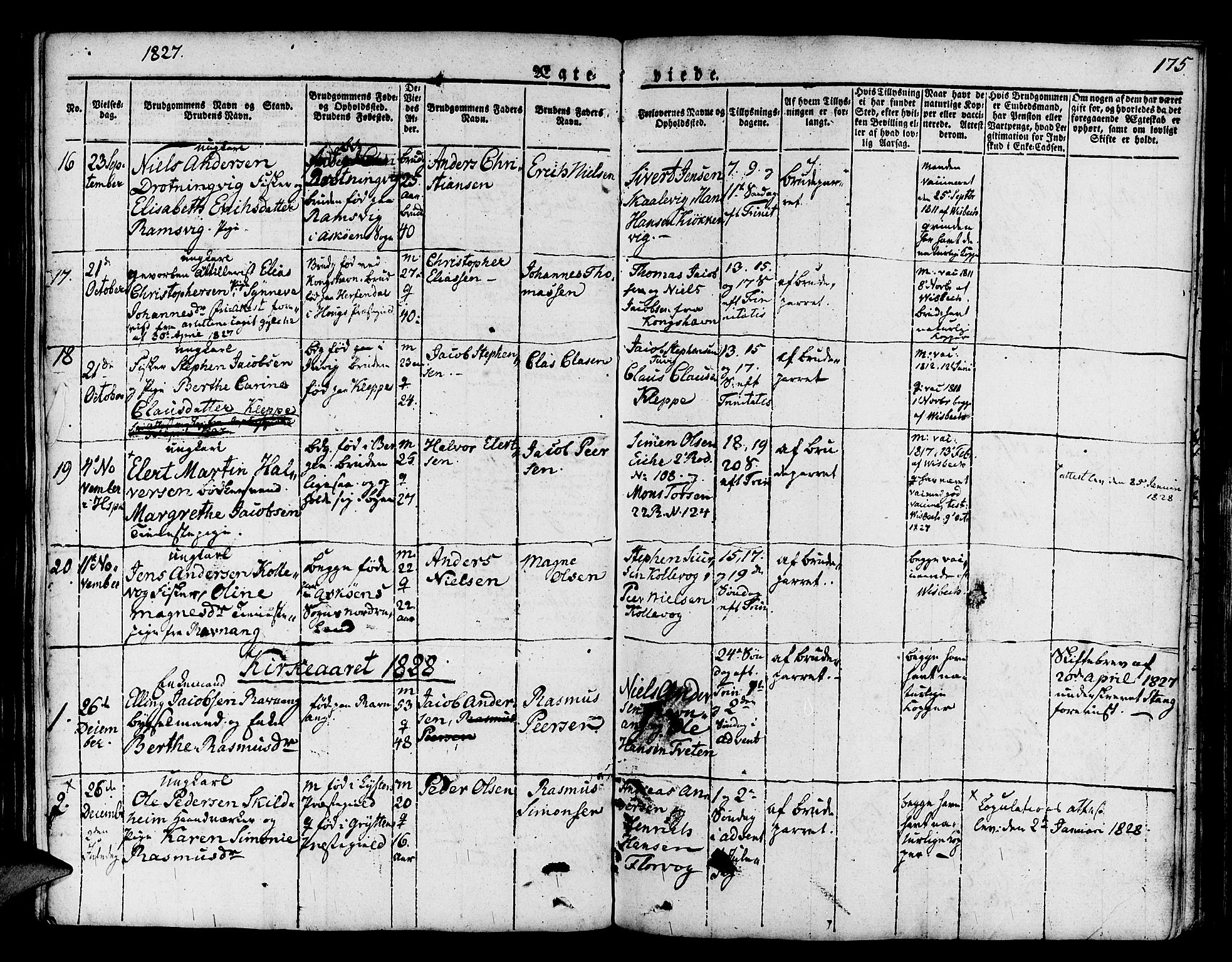 Askøy Sokneprestembete, AV/SAB-A-74101/H/Ha/Haa/Haaa/L0004: Parish register (official) no. A 4, 1825-1845, p. 175