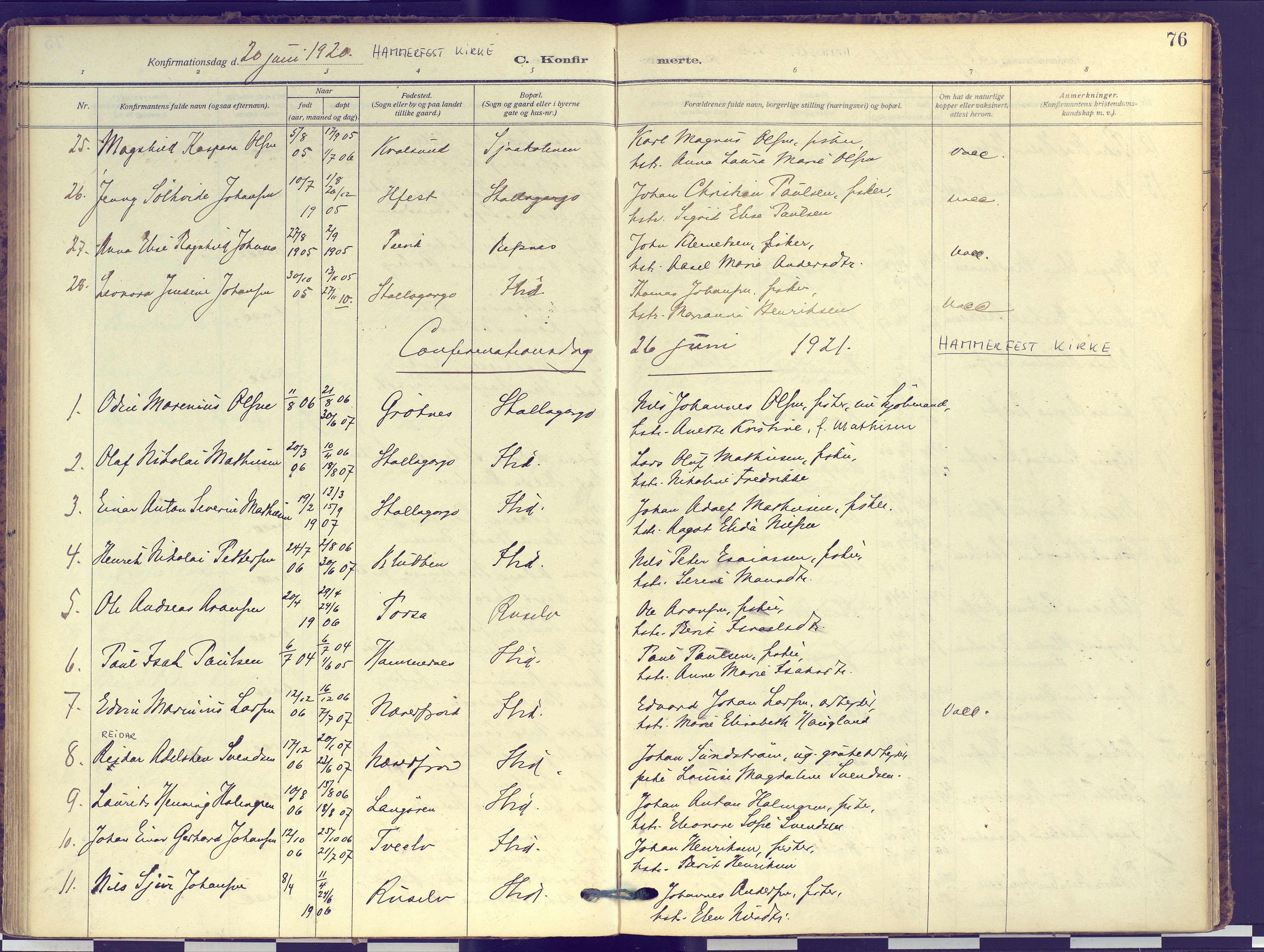 Hammerfest sokneprestkontor, SATØ/S-1347: Parish register (official) no. 16, 1908-1923, p. 76