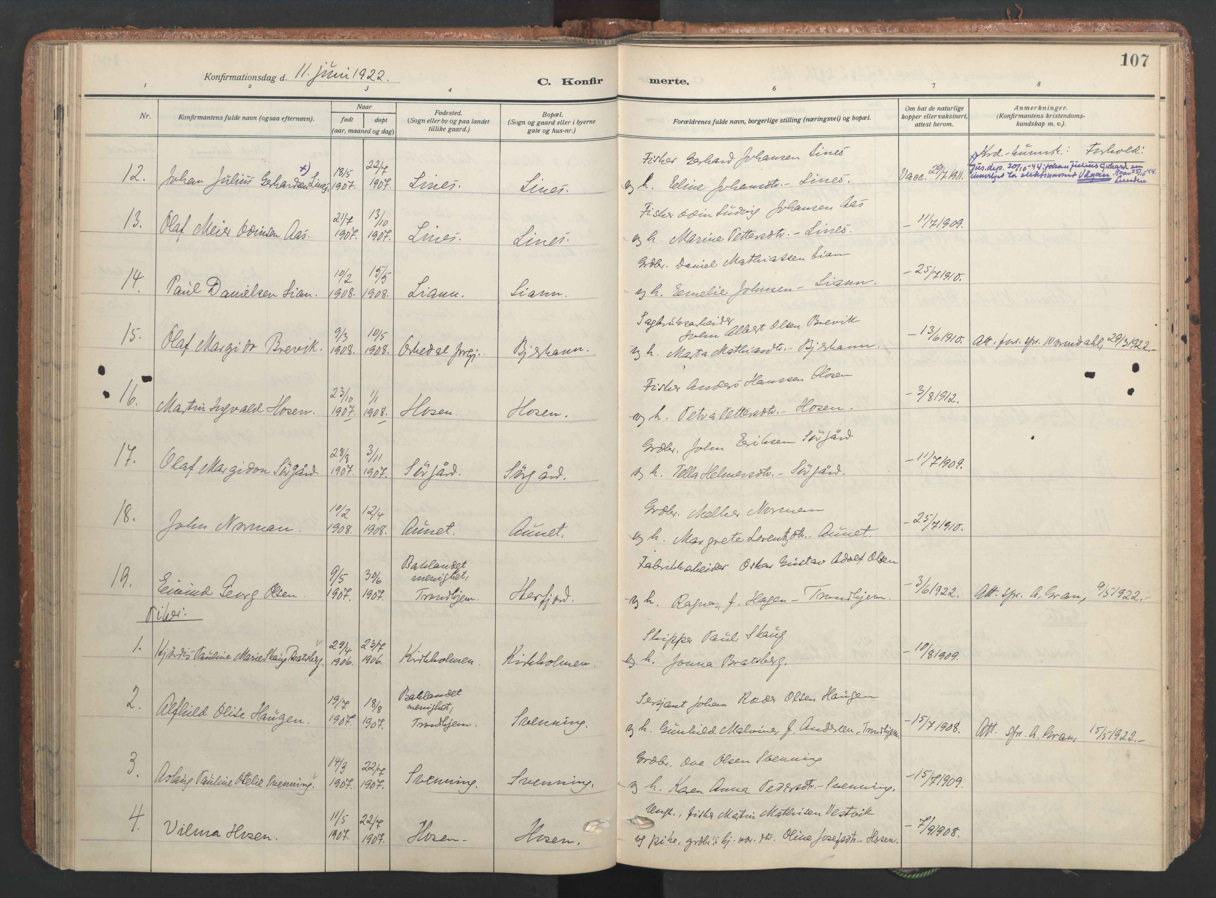 Ministerialprotokoller, klokkerbøker og fødselsregistre - Sør-Trøndelag, SAT/A-1456/656/L0694: Parish register (official) no. 656A03, 1914-1931, p. 107