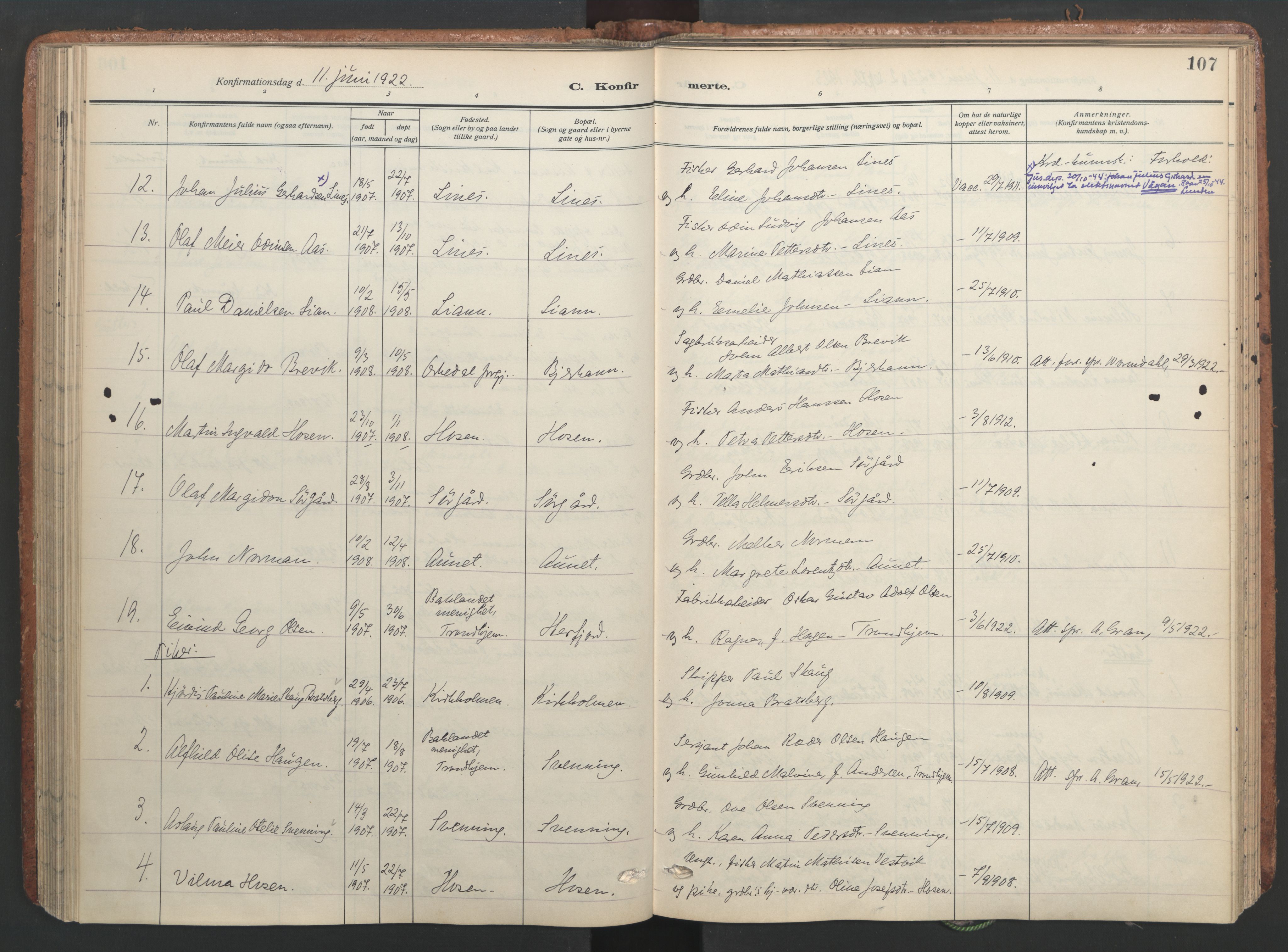 Ministerialprotokoller, klokkerbøker og fødselsregistre - Sør-Trøndelag, AV/SAT-A-1456/656/L0694: Parish register (official) no. 656A03, 1914-1931, p. 107