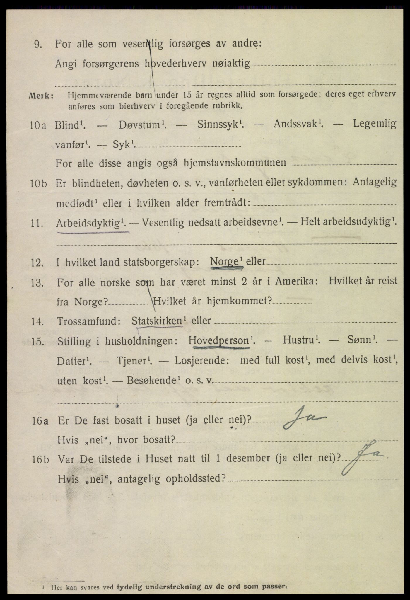 SAT, 1920 census for Levanger town, 1920, p. 2805