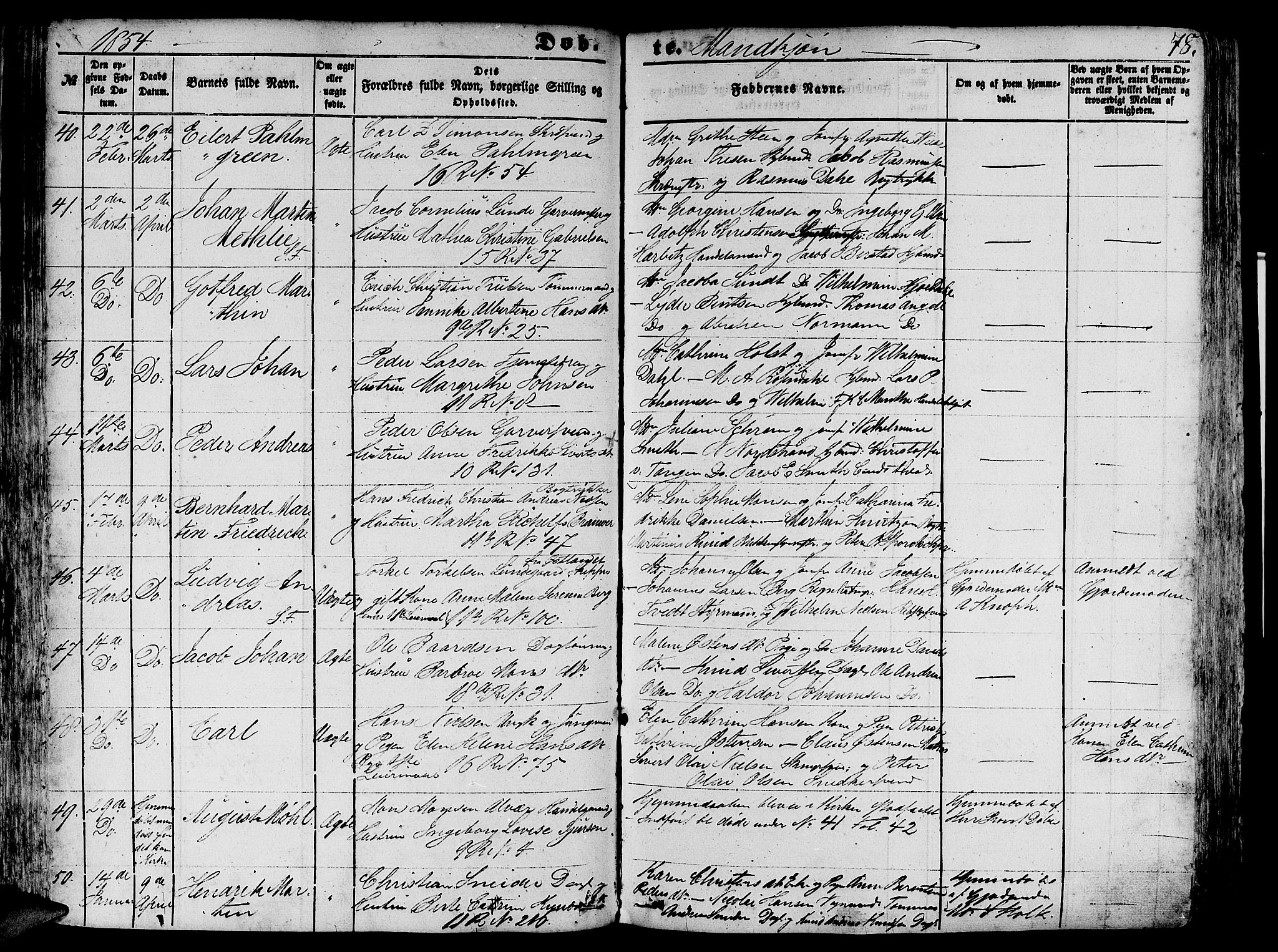 Domkirken sokneprestembete, SAB/A-74801/H/Hab/L0010: Parish register (copy) no. B 3, 1849-1856, p. 78