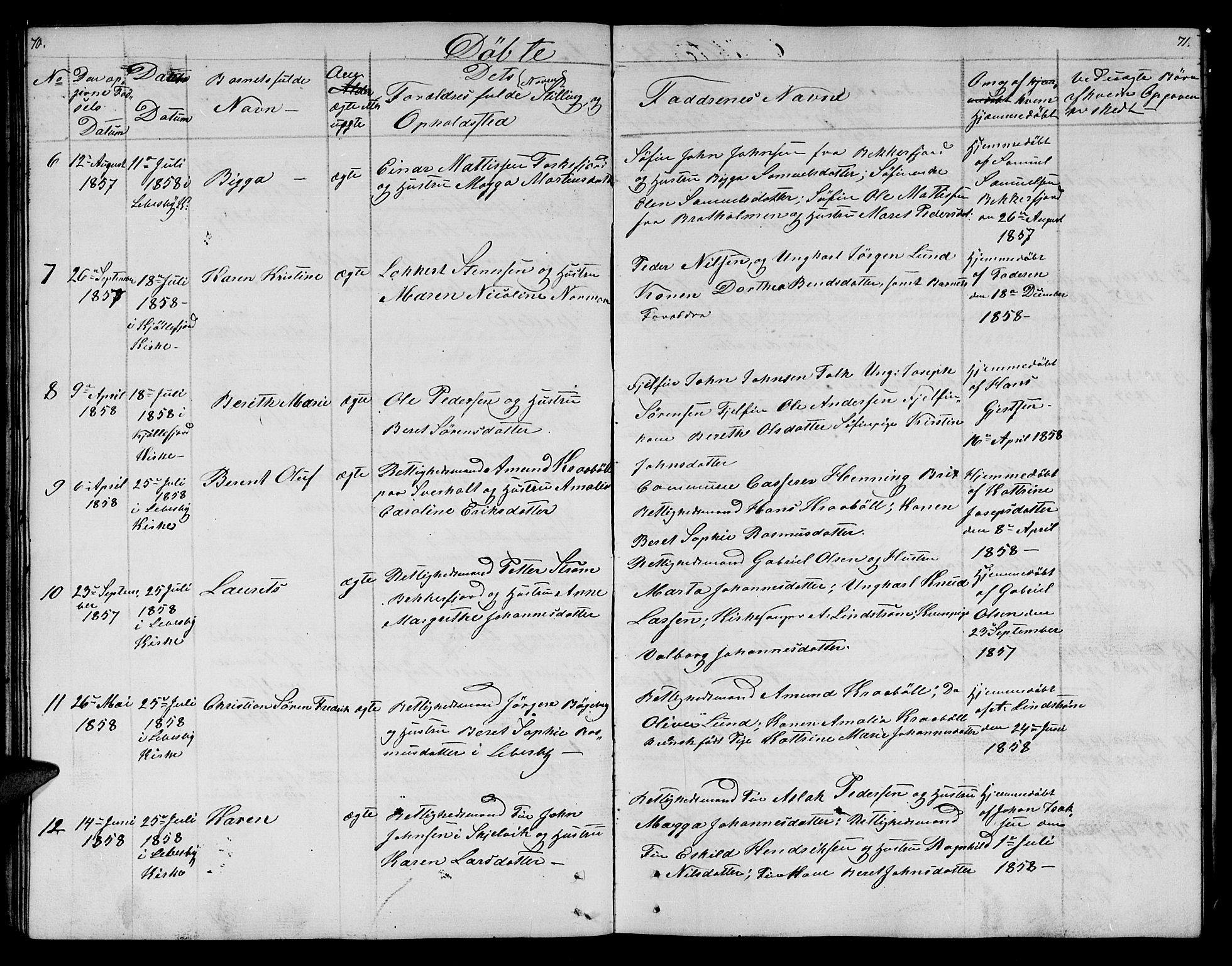 Lebesby sokneprestkontor, AV/SATØ-S-1353/H/Hb/L0001klokker: Parish register (copy) no. 1, 1846-1862, p. 70-71