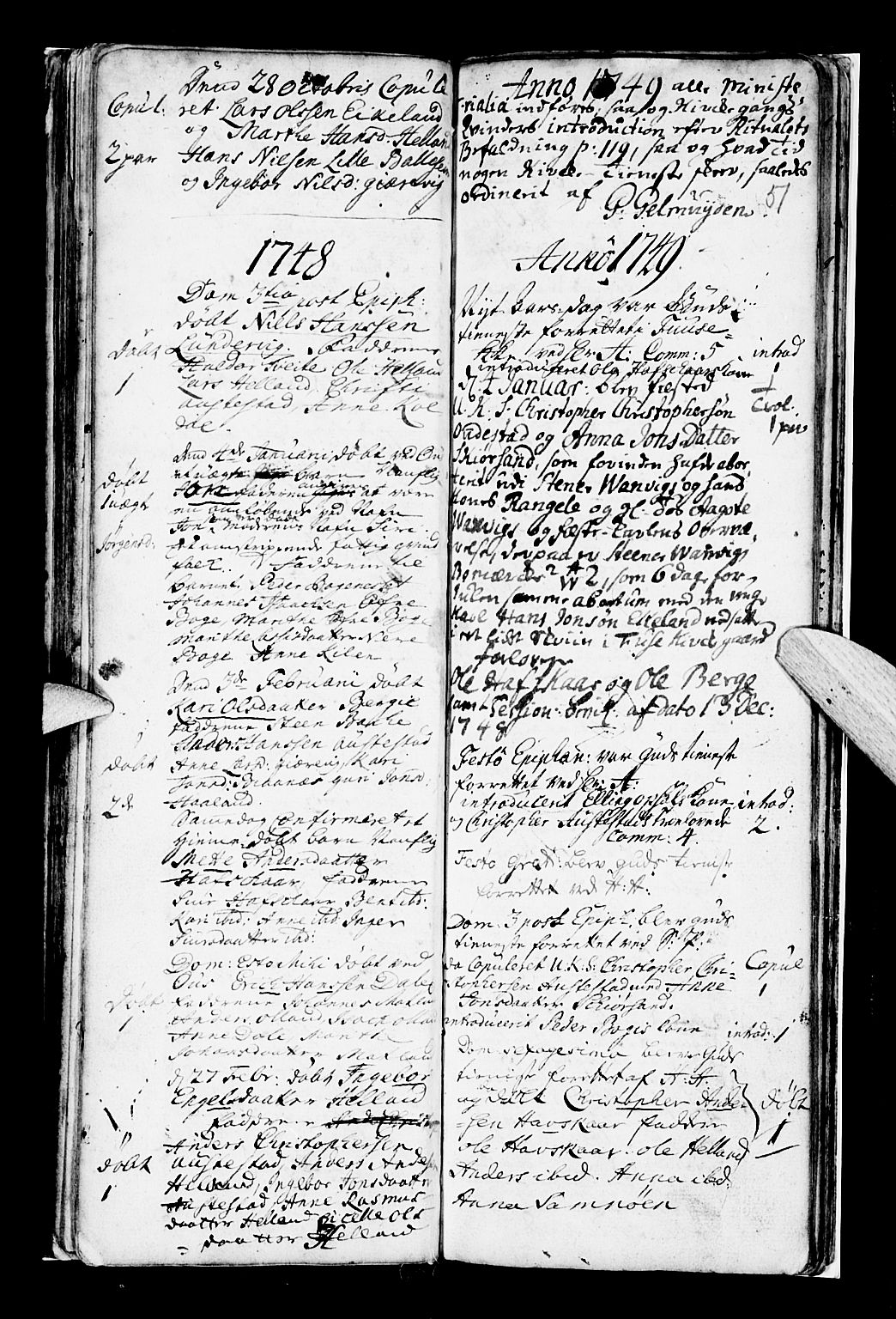 Os sokneprestembete, SAB/A-99929: Parish register (official) no. A 7, 1723-1760, p. 51