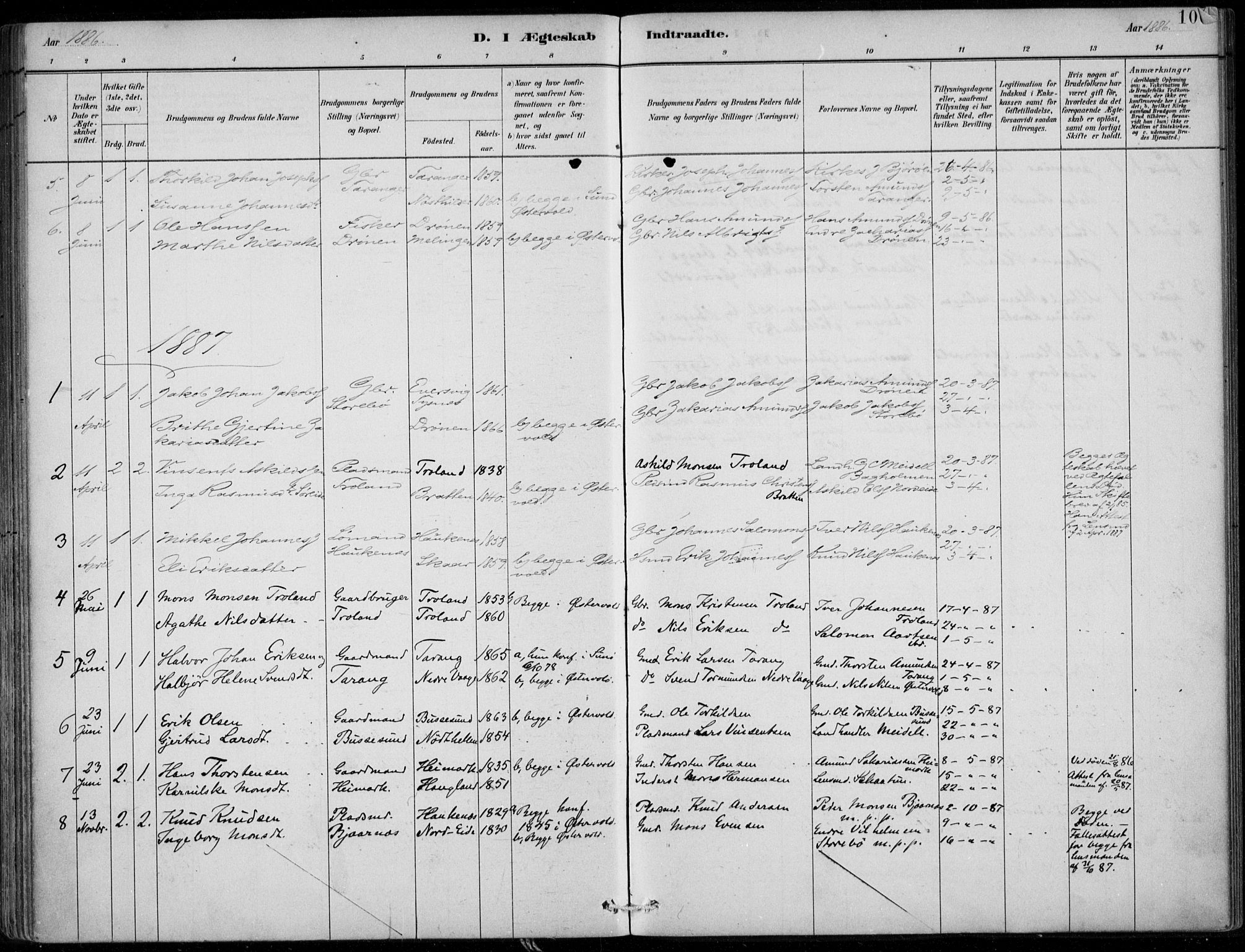 Sund sokneprestembete, AV/SAB-A-99930: Parish register (official) no. C  1, 1882-1899, p. 106