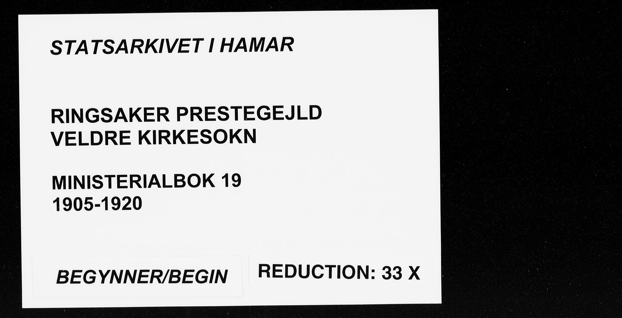 Ringsaker prestekontor, SAH/PREST-014/K/Ka/L0019: Parish register (official) no. 19, 1905-1920