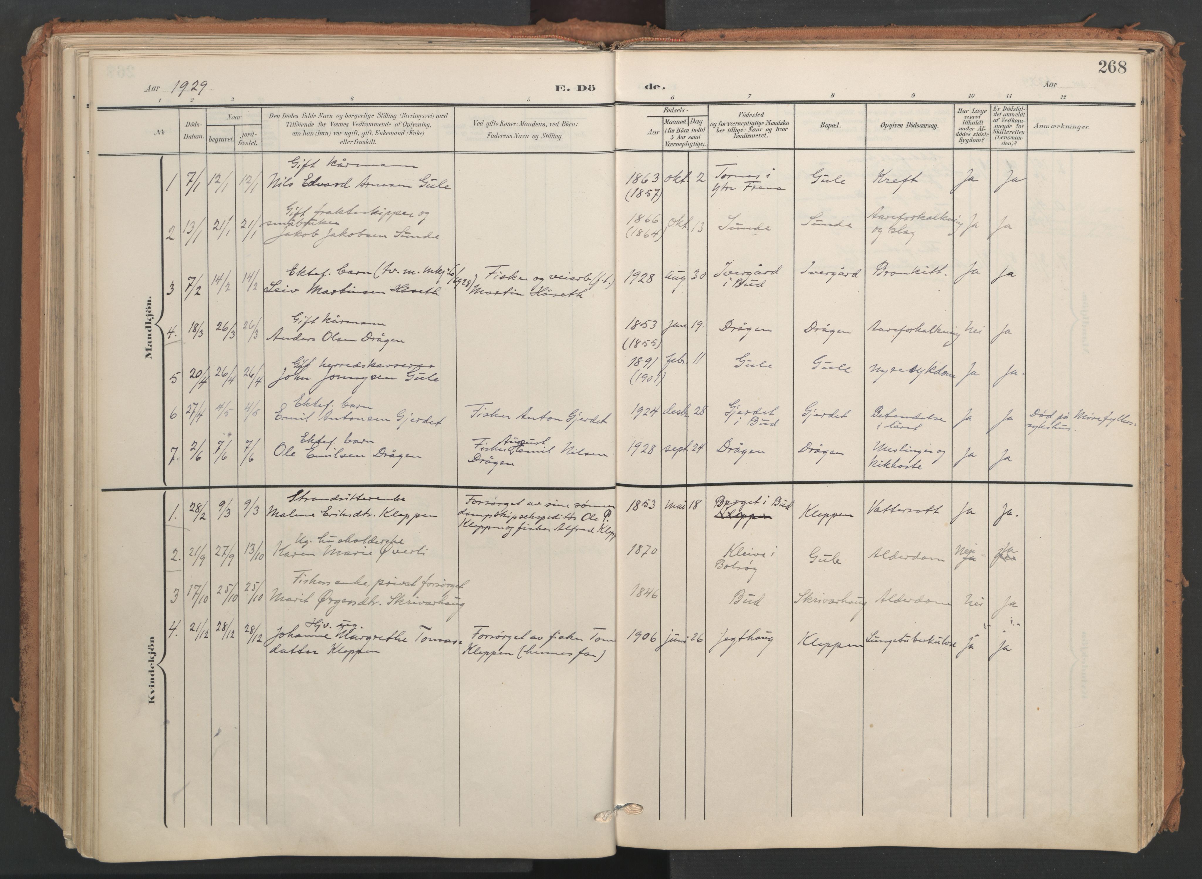 Ministerialprotokoller, klokkerbøker og fødselsregistre - Møre og Romsdal, AV/SAT-A-1454/566/L0771: Parish register (official) no. 566A10, 1904-1929, p. 268