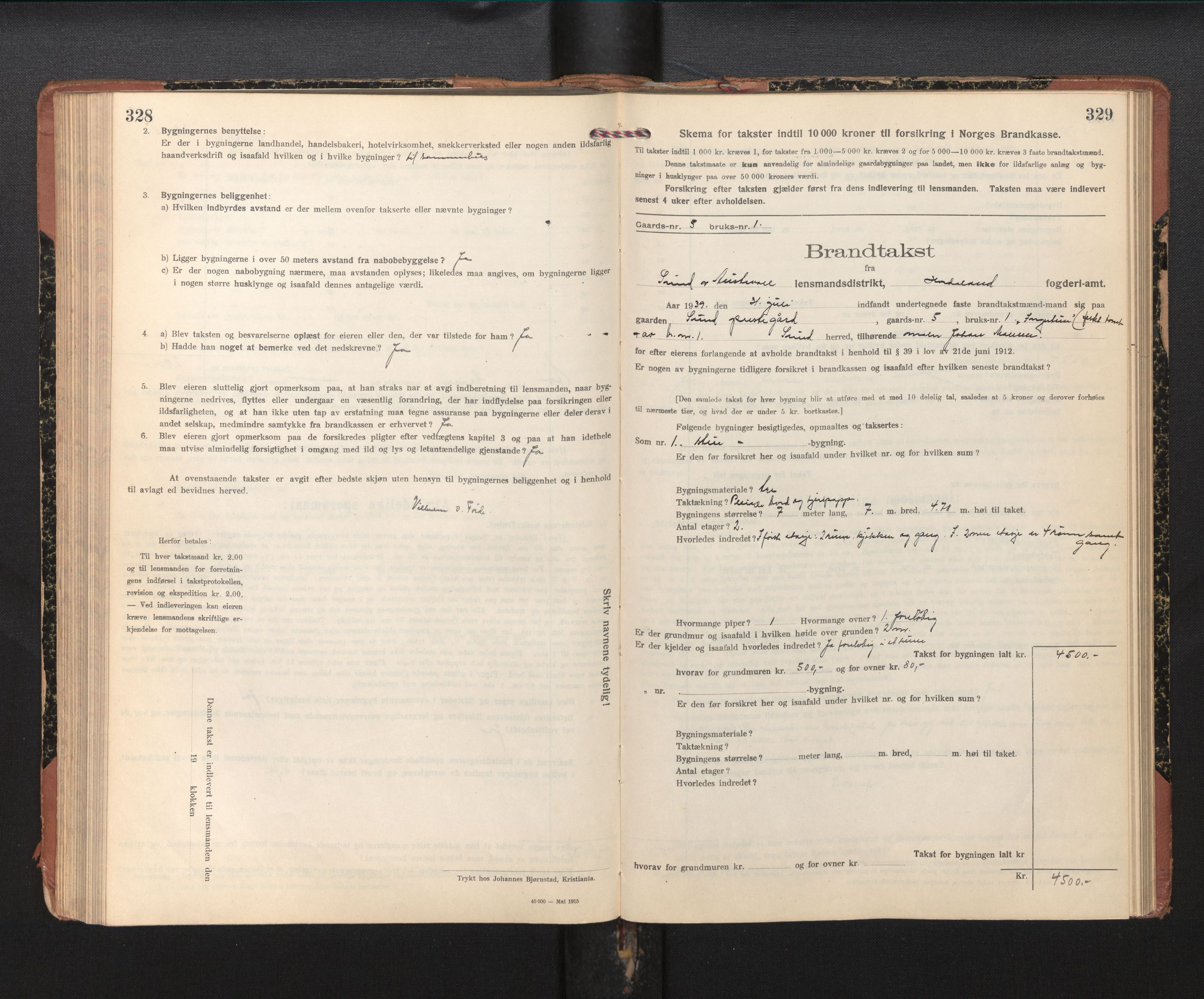 Lensmannen i Sund og Austevoll, SAB/A-35201/0012/L0004: Branntakstprotokoll, skjematakst, 1917-1949, p. 328-329