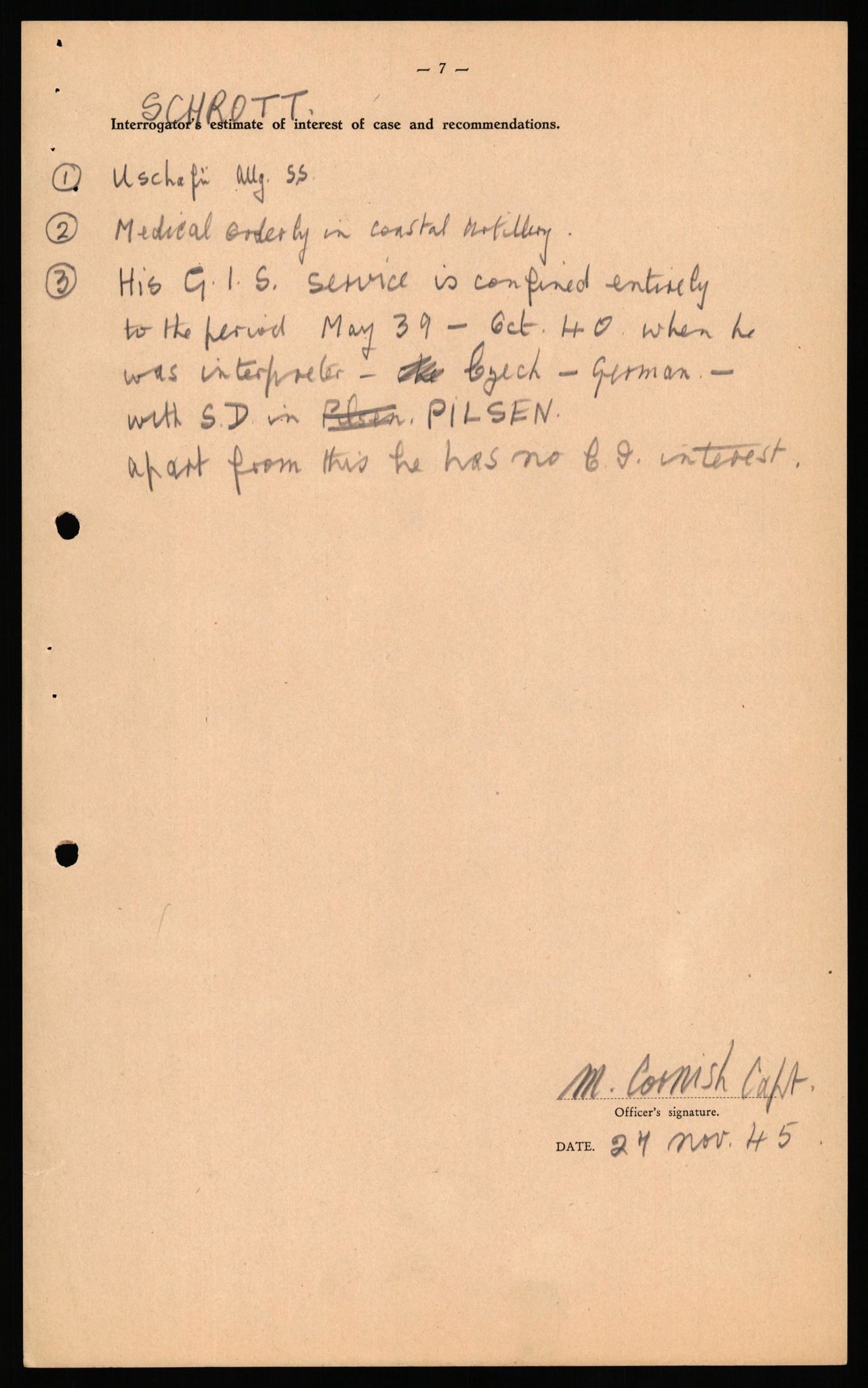 Forsvaret, Forsvarets overkommando II, RA/RAFA-3915/D/Db/L0041: CI Questionaires.  Diverse nasjonaliteter., 1945-1946, p. 360