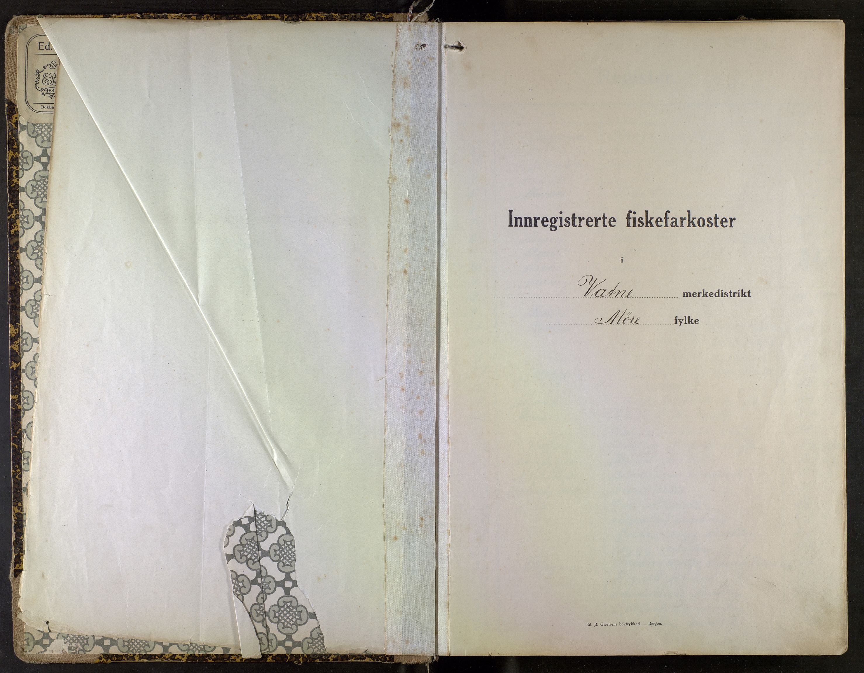 Fiskeridirektoratet - 1 Adm. ledelse - 13 Båtkontoret, SAB/A-2003/I/Ia/Iaf/L0122: 135.0659/1 Merkeprotokoll - Vatne, 1920-1953