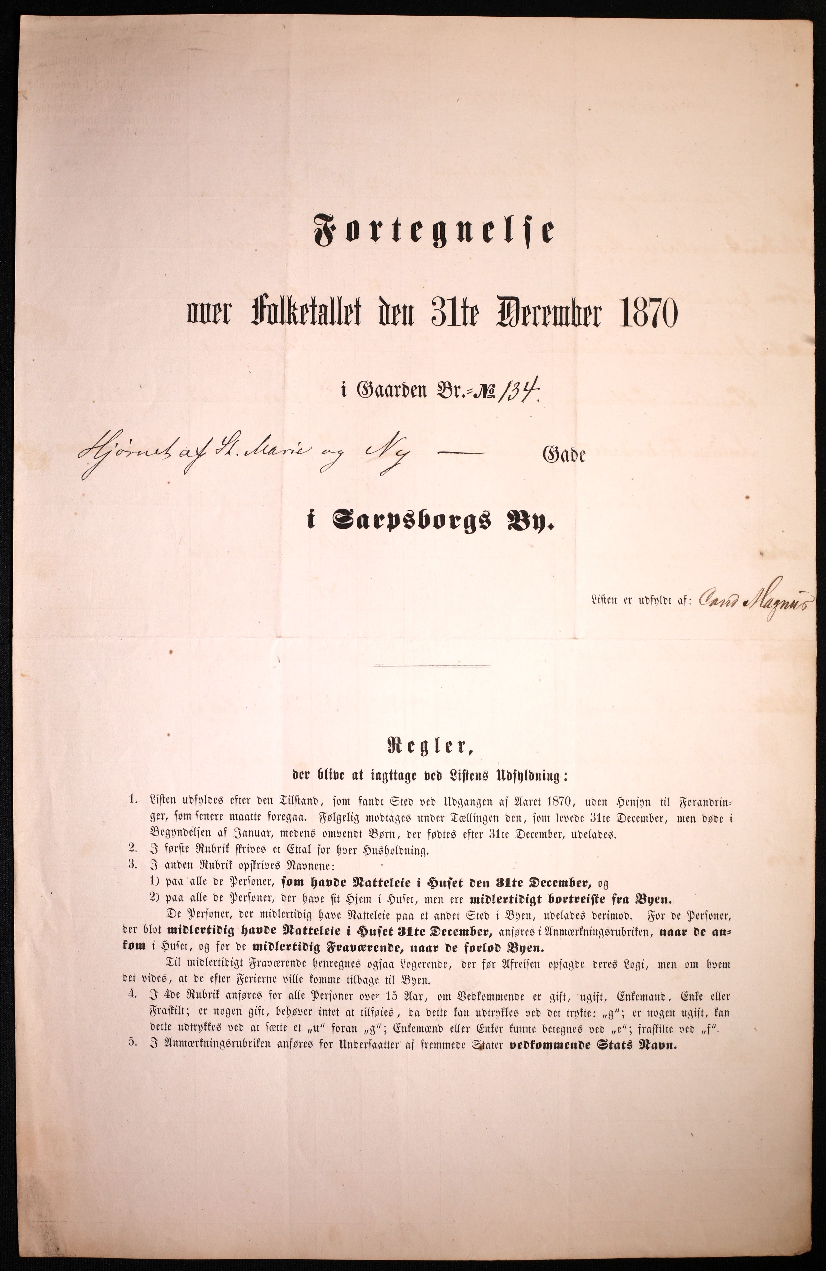 RA, 1870 census for 0102 Sarpsborg, 1870, p. 485