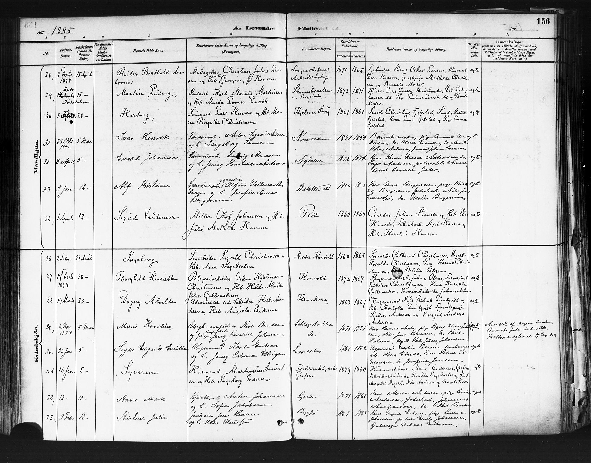 Vestre Aker prestekontor Kirkebøker, SAO/A-10025/F/Fa/L0010: Parish register (official) no. 10, 1886-1903, p. 156