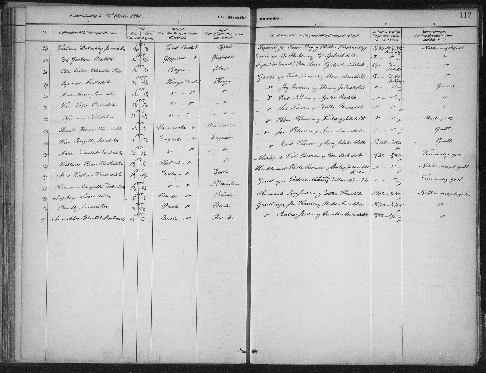 Gloppen sokneprestembete, AV/SAB-A-80101/H/Haa/Haab/L0001: Parish register (official) no. B  1, 1885-1905, p. 112