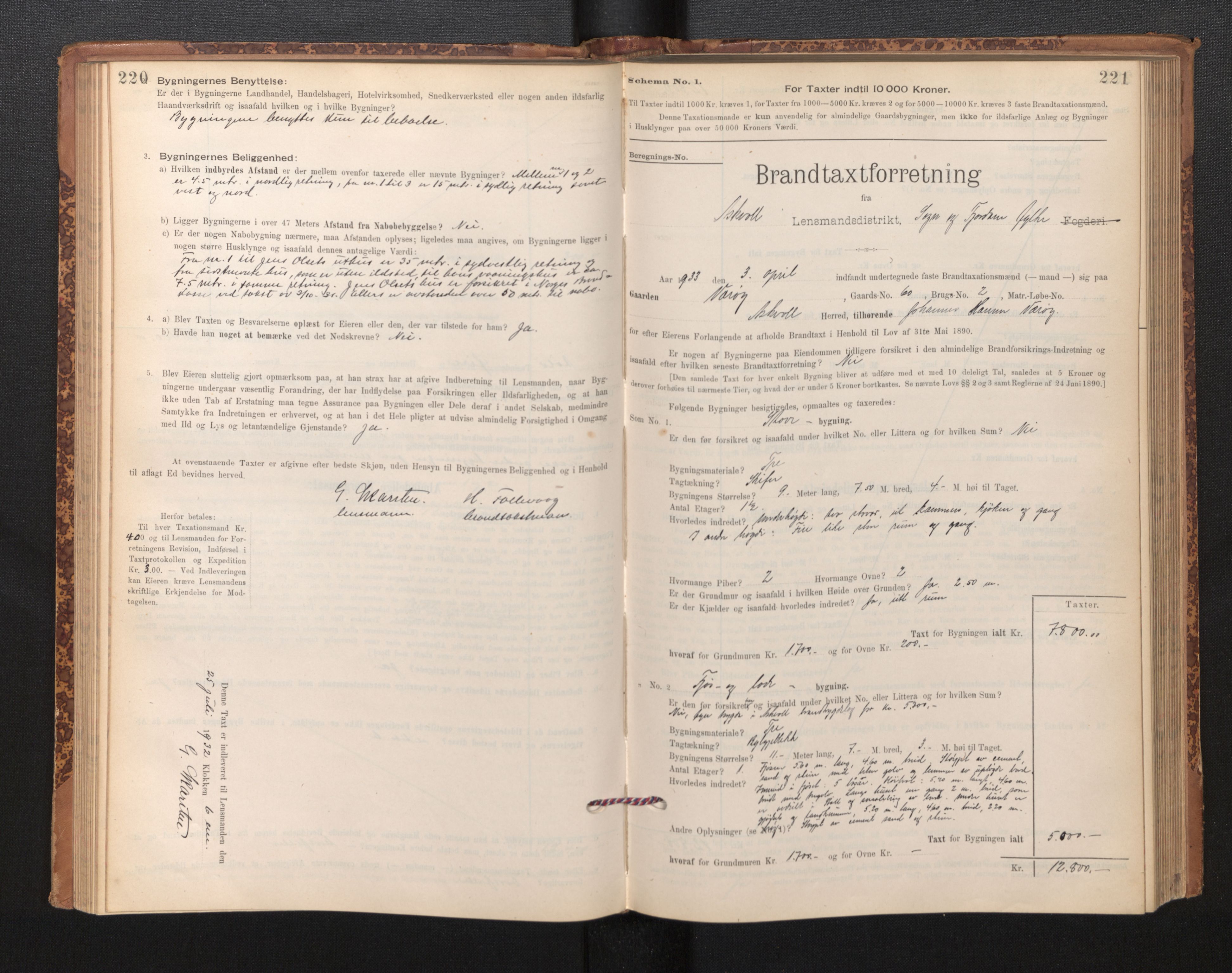 Lensmannen i Askvoll, SAB/A-26301/0012/L0004: Branntakstprotokoll, skjematakst og liste over branntakstmenn, 1895-1932, p. 220-221