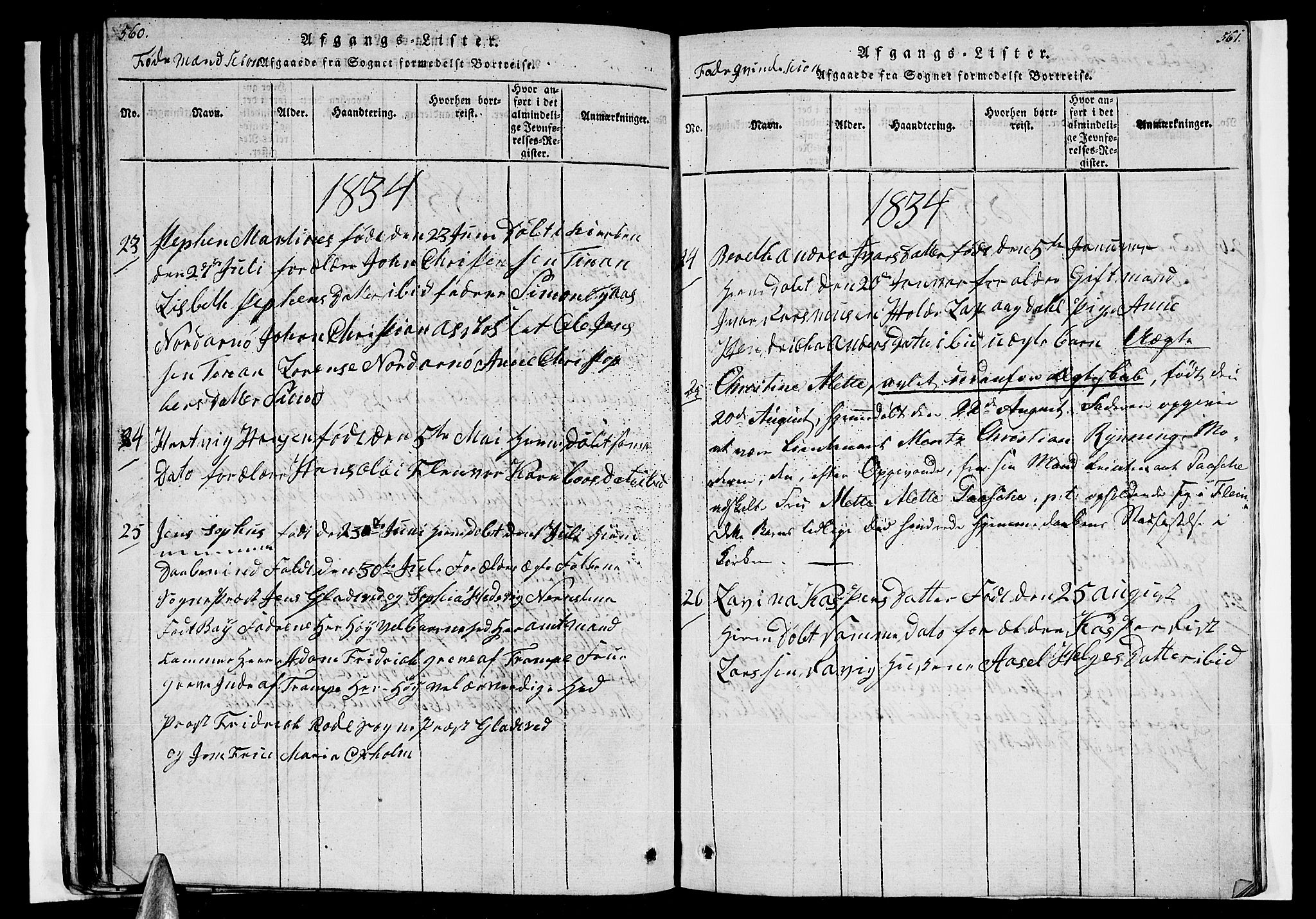 Ministerialprotokoller, klokkerbøker og fødselsregistre - Nordland, AV/SAT-A-1459/805/L0105: Parish register (copy) no. 805C01, 1820-1839, p. 560-561