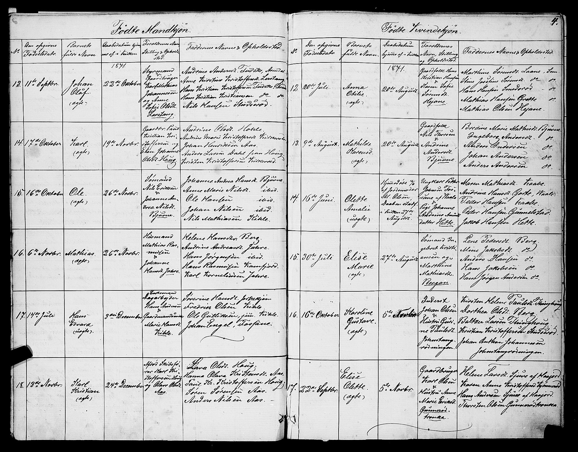 Ramnes kirkebøker, SAKO/A-314/G/Ga/L0003: Parish register (copy) no. I 3, 1870-1896, p. 4