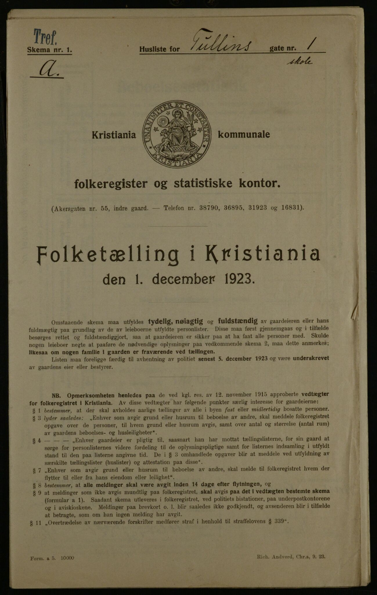 OBA, Municipal Census 1923 for Kristiania, 1923, p. 129397