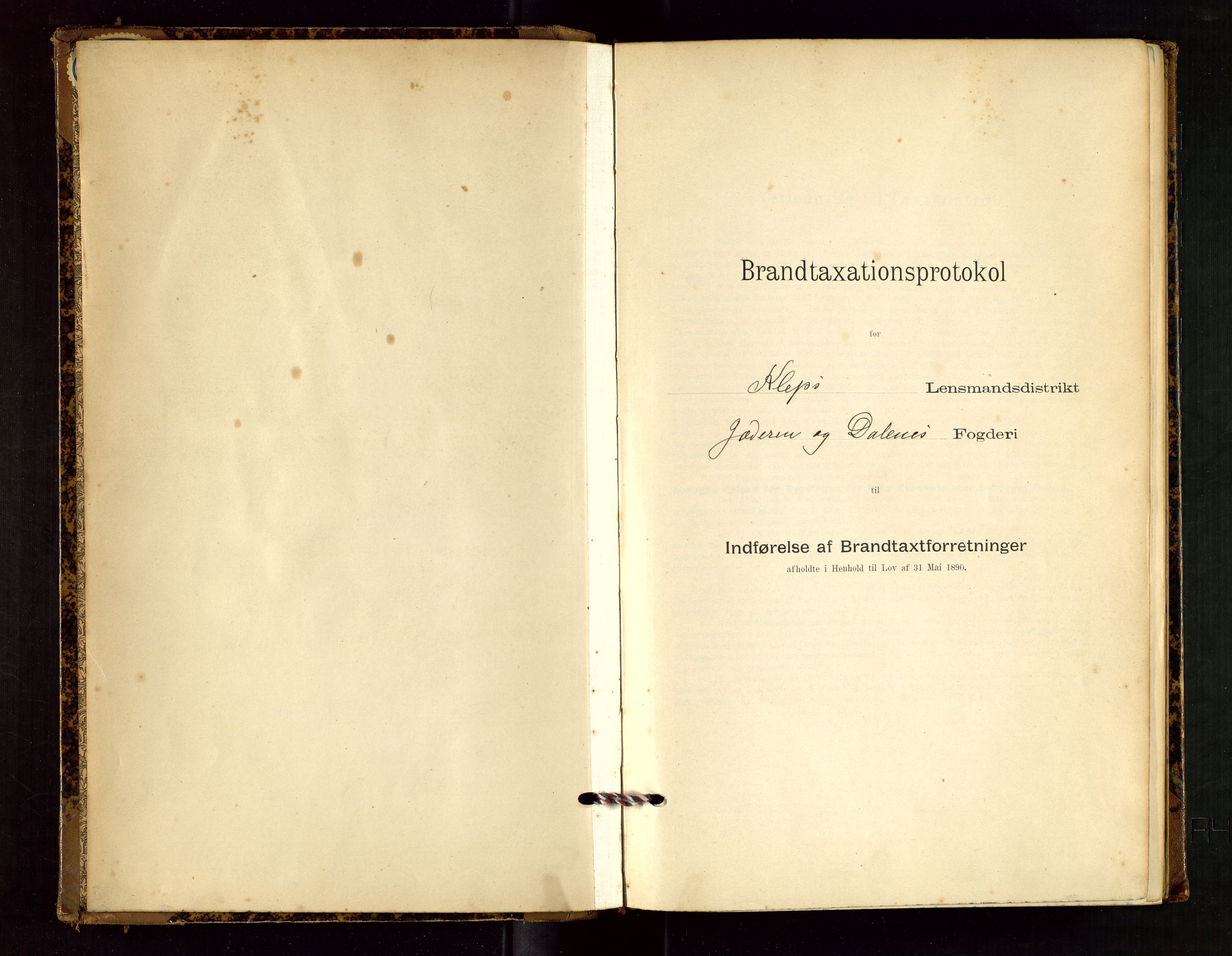 Klepp lensmannskontor, SAST/A-100163/Goc/L0002: "Brandtaxationsprotokol" m/register, 1898-1902