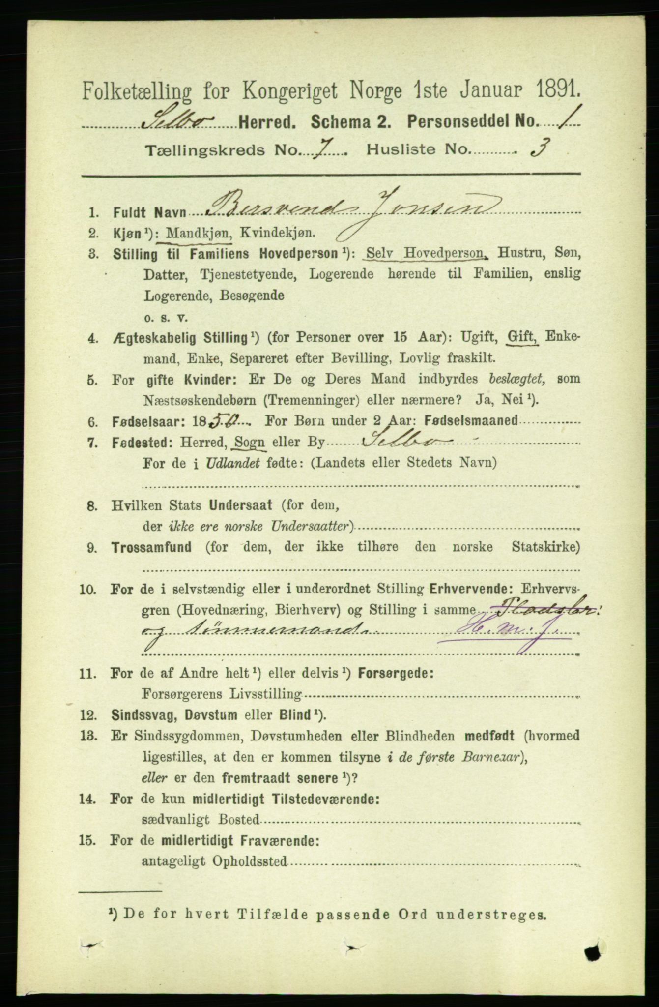 RA, 1891 census for 1664 Selbu, 1891, p. 2583