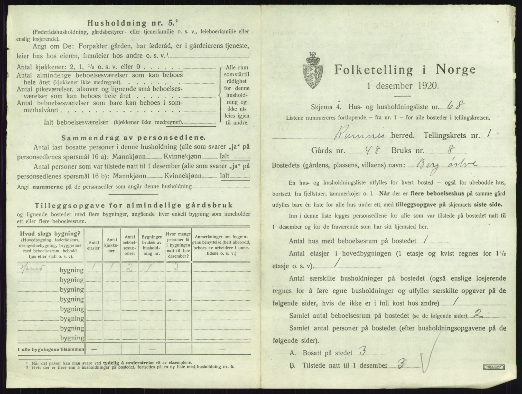 SAKO, 1920 census for Ramnes, 1920, p. 167