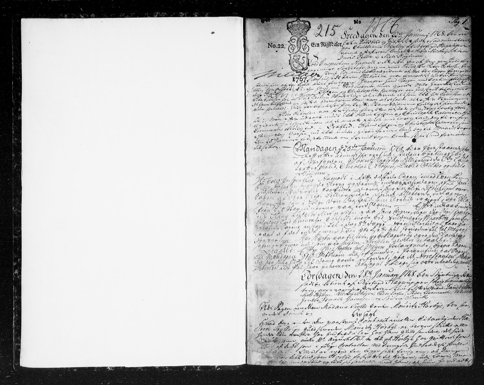 Christiania byfogd, AV/SAO-A-11543/F/Fb/L0067: Tingbok, 1768-1770, p. 0-1