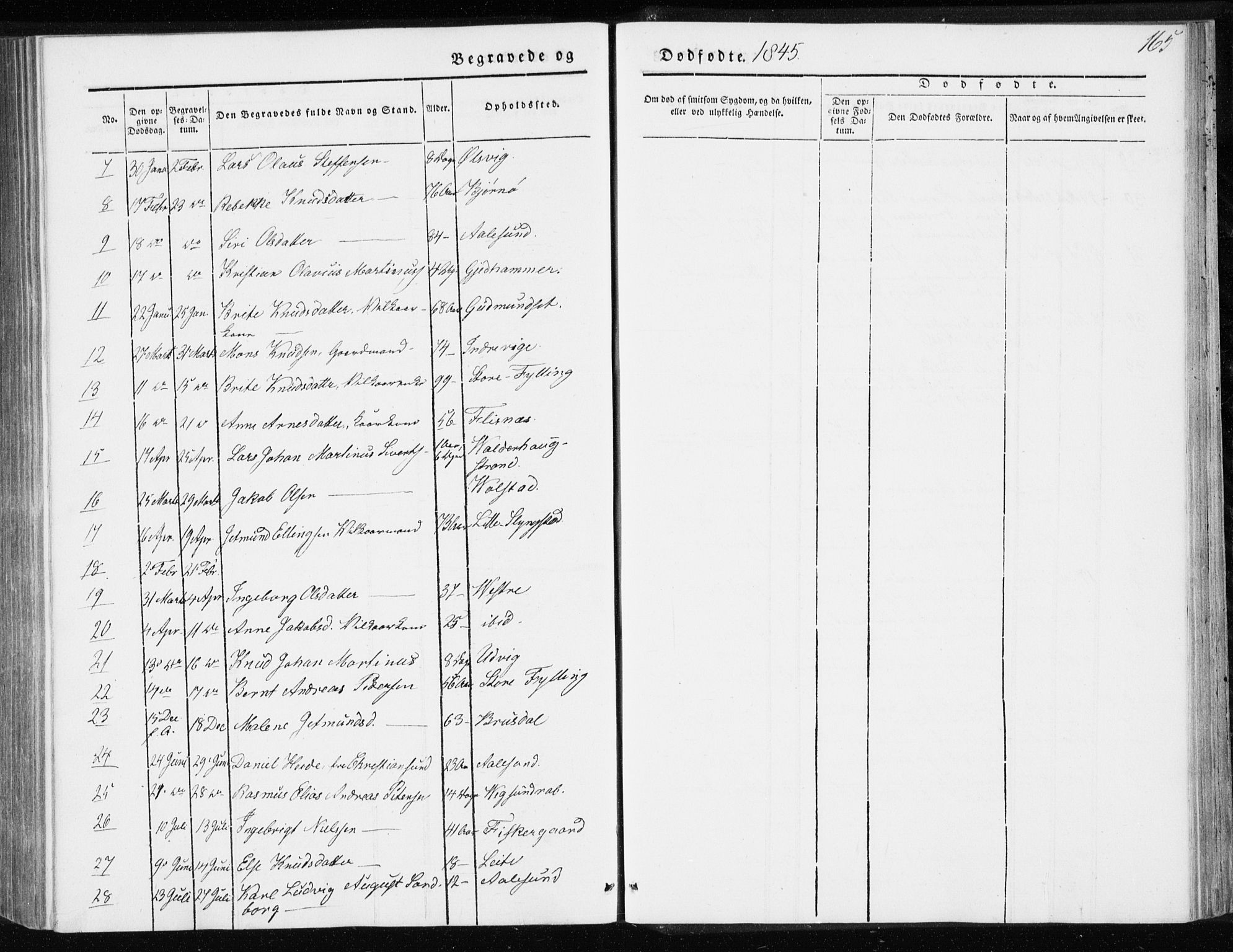 Ministerialprotokoller, klokkerbøker og fødselsregistre - Møre og Romsdal, AV/SAT-A-1454/528/L0415: Curate's parish register no. 528B03, 1843-1852, p. 165