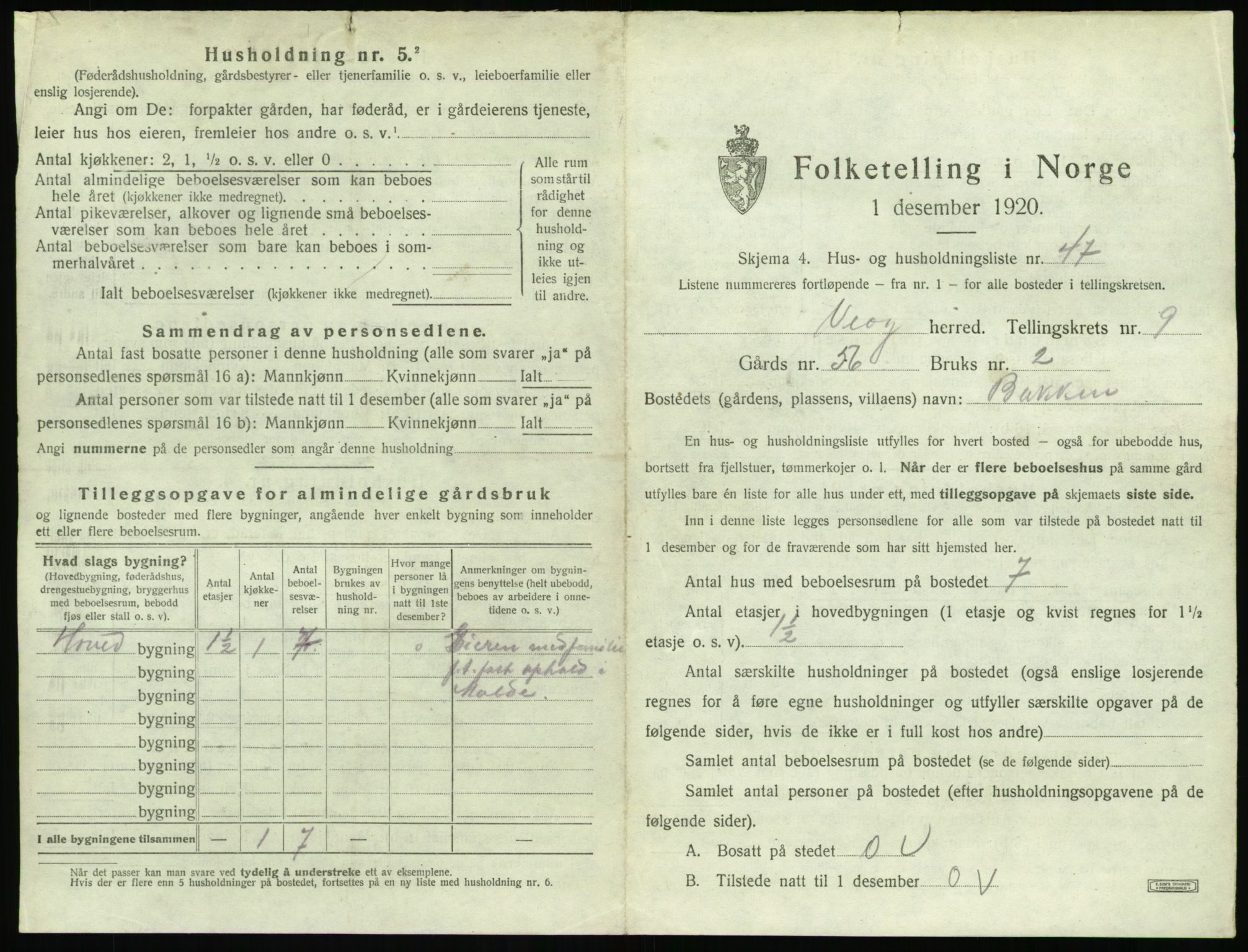 SAT, 1920 census for Veøy, 1920, p. 751