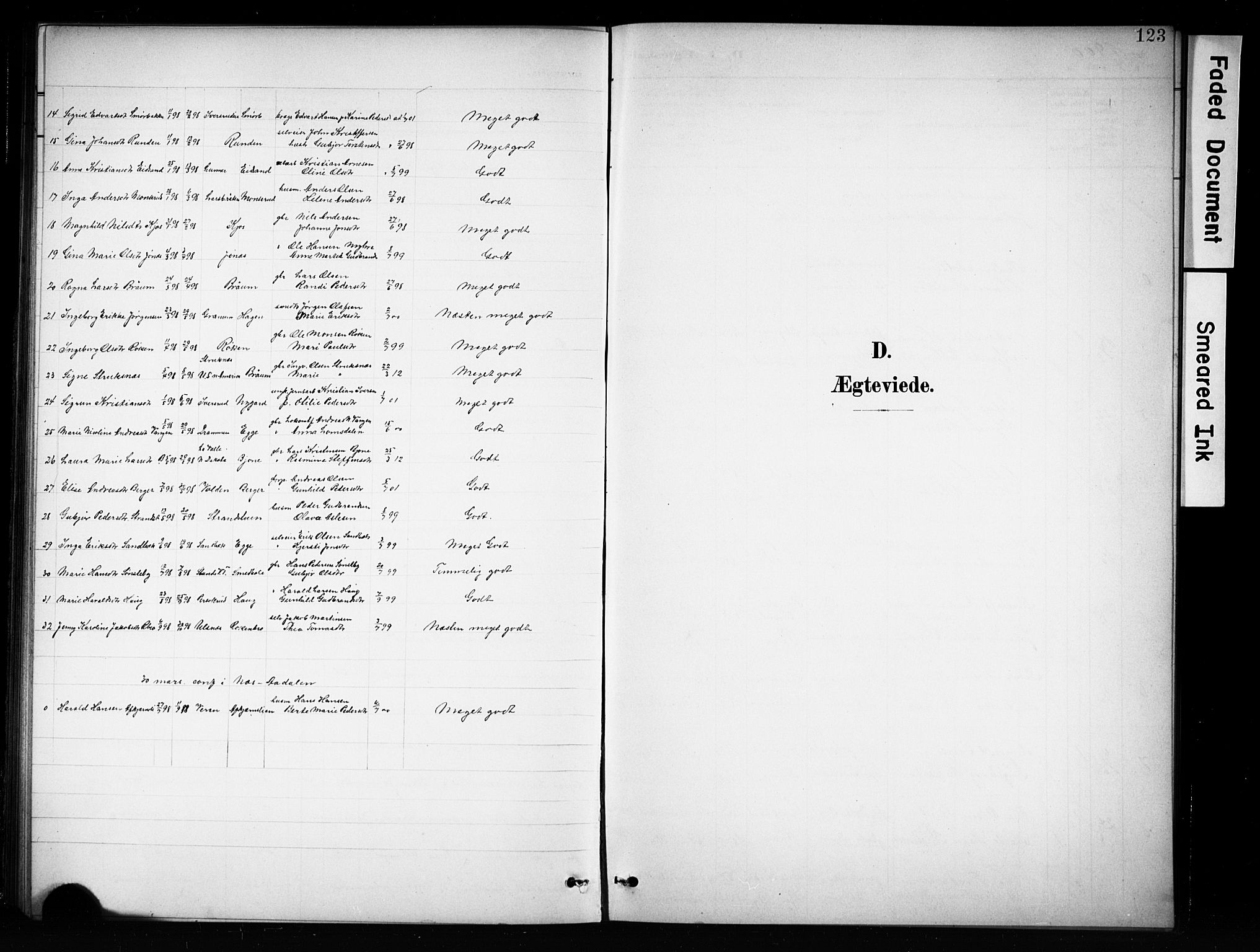 Brandbu prestekontor, SAH/PREST-114/H/Ha/Hab/L0005: Parish register (copy) no. 5, 1900-1913, p. 123