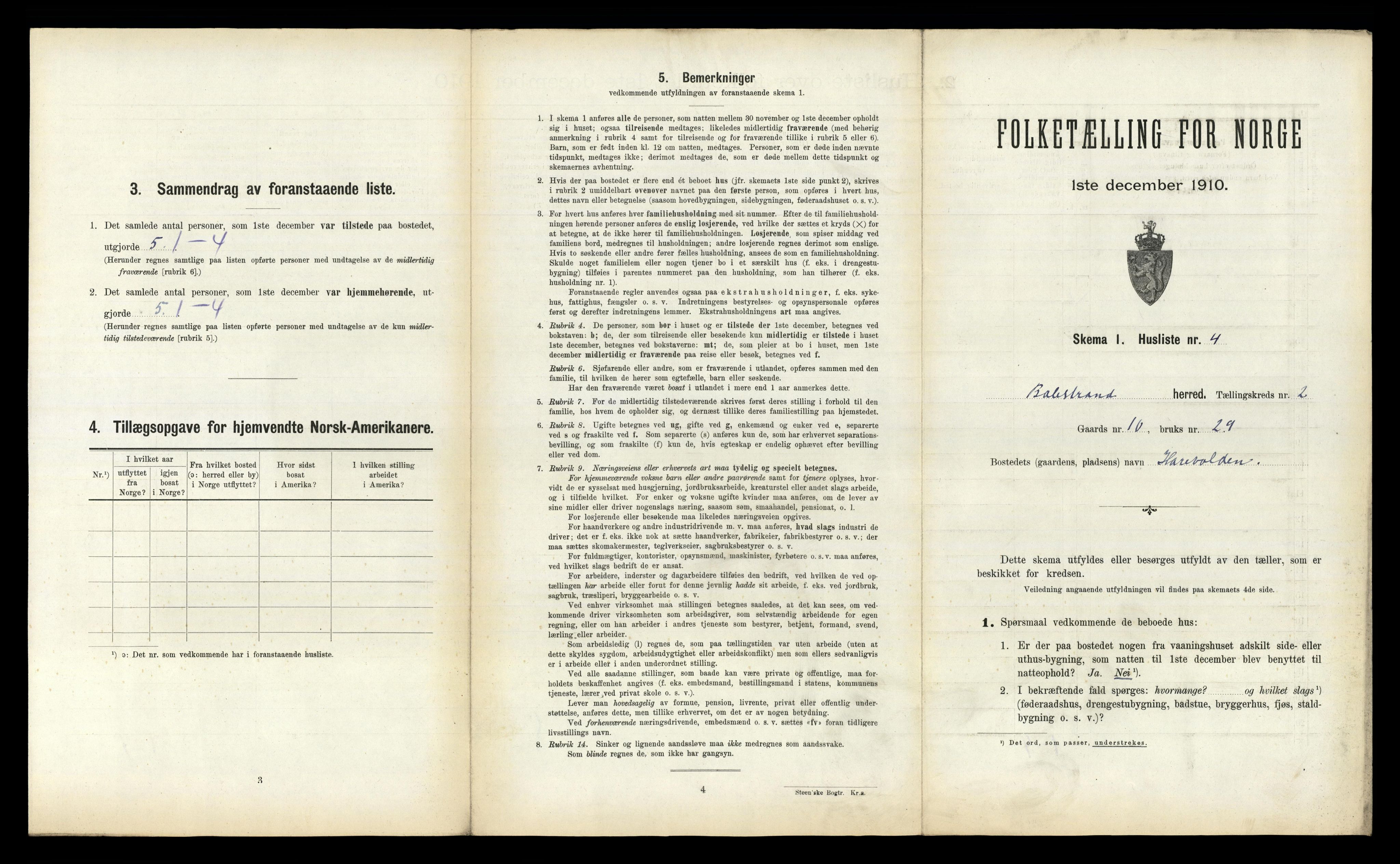 RA, 1910 census for Balestrand, 1910, p. 142